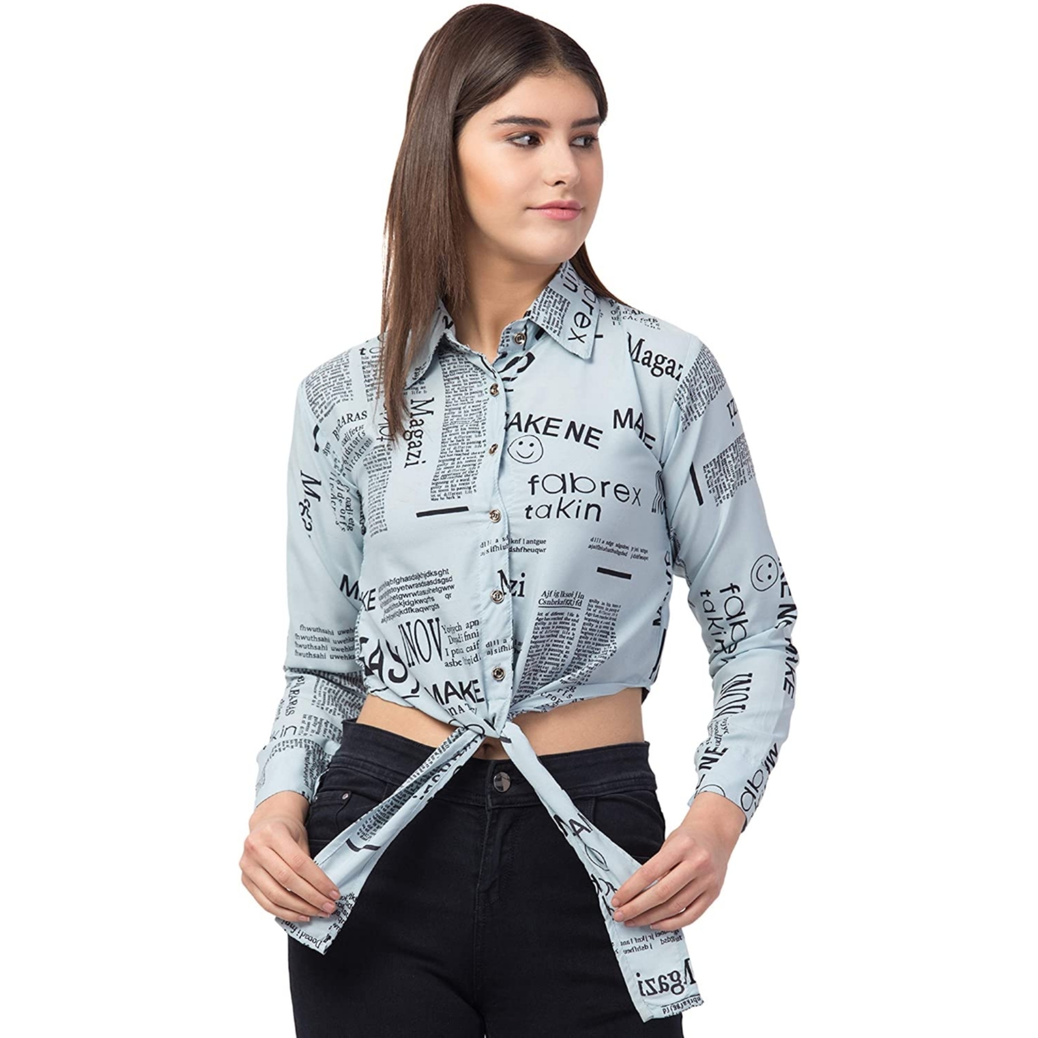 Women's Newspaper Pattern Shirt
