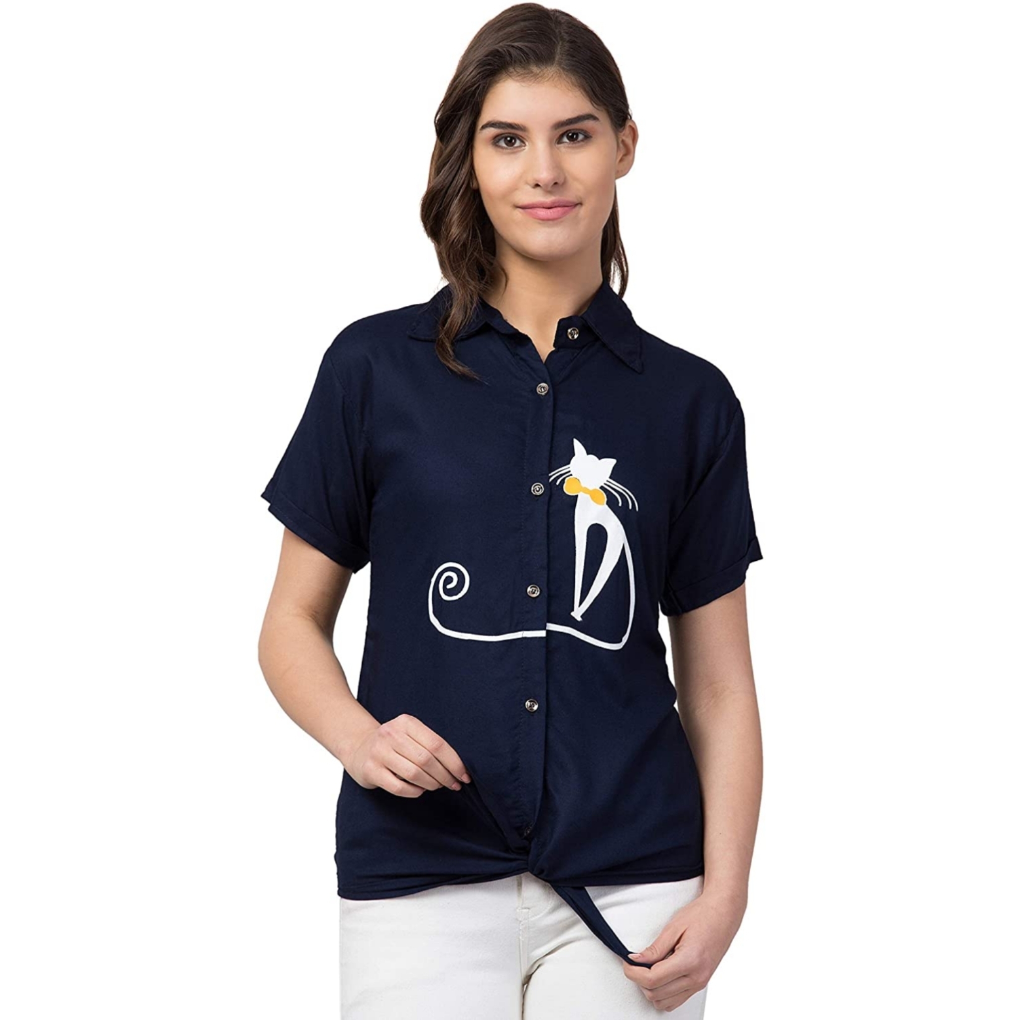 Women's Navy Blue Regular Fit Top