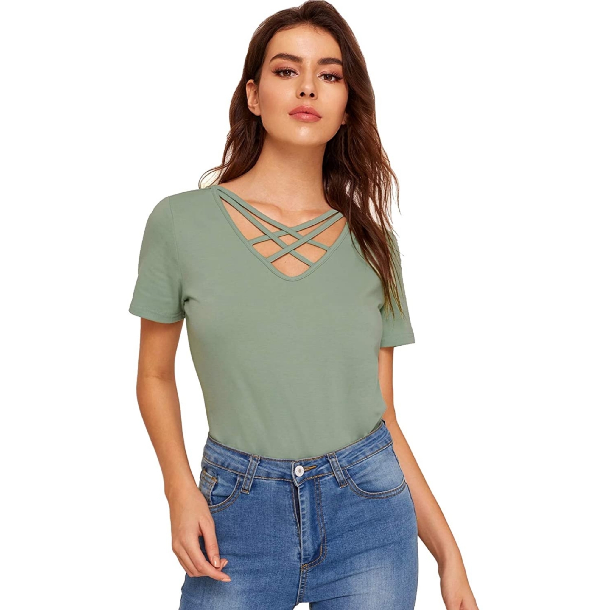 Women's Cross V-neck Top