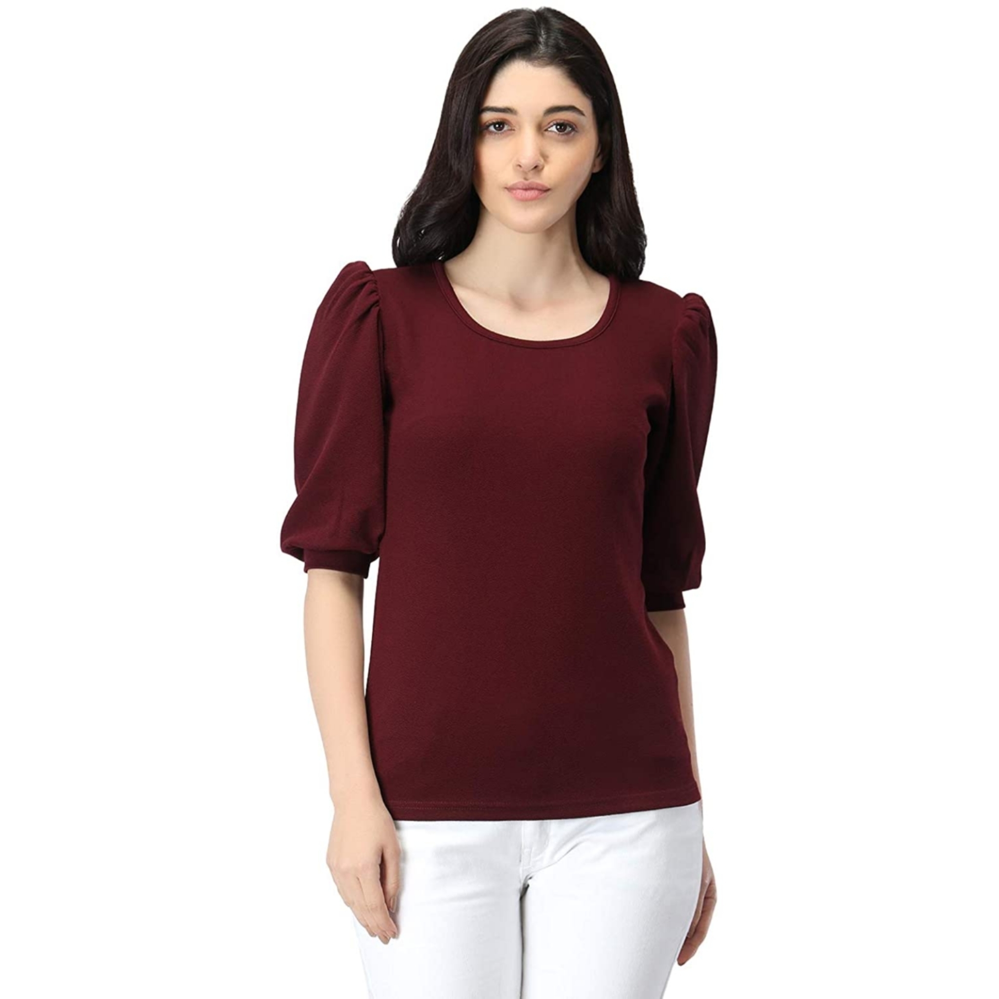 Women's Regular Fit Top With Cuffed Sleeves