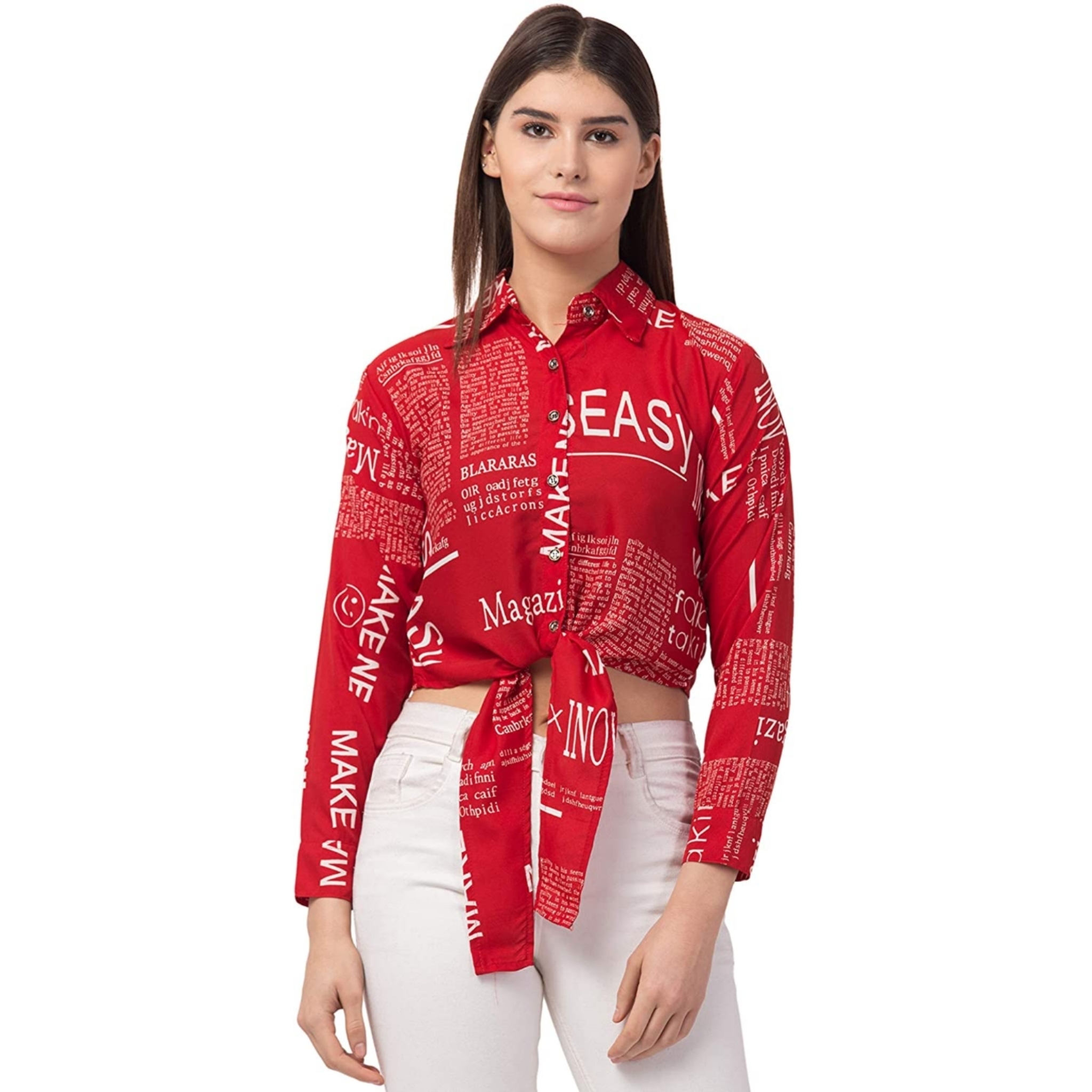 Women's Newspaper Pattern Shirt
