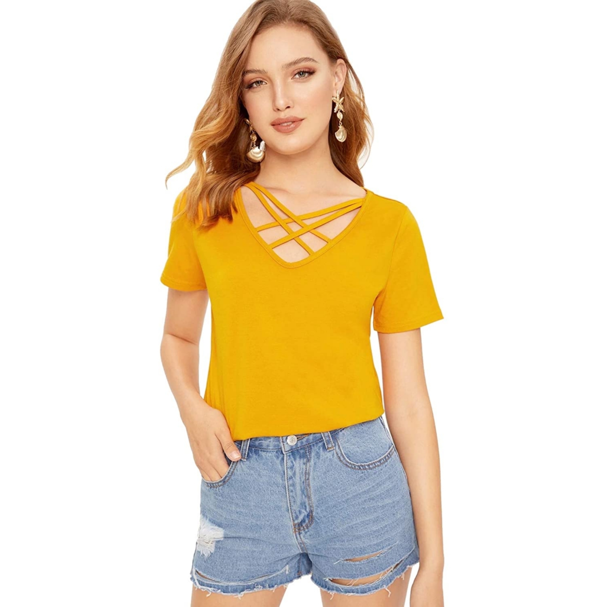 Women's Cross V-neck Top
