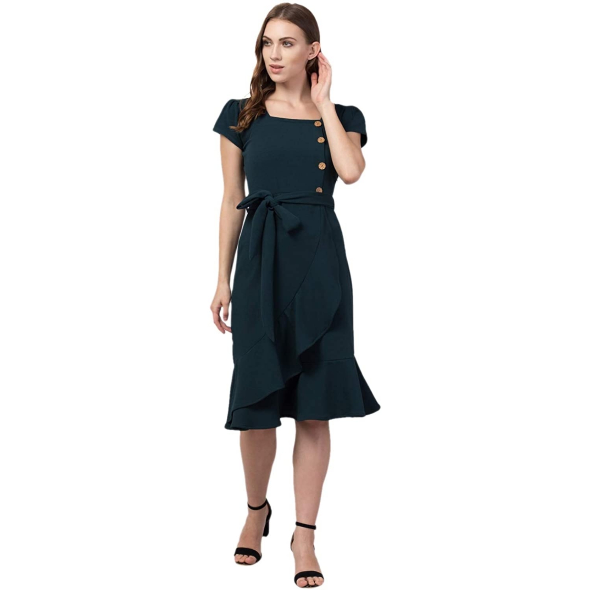 Women's Green Frill Dress 