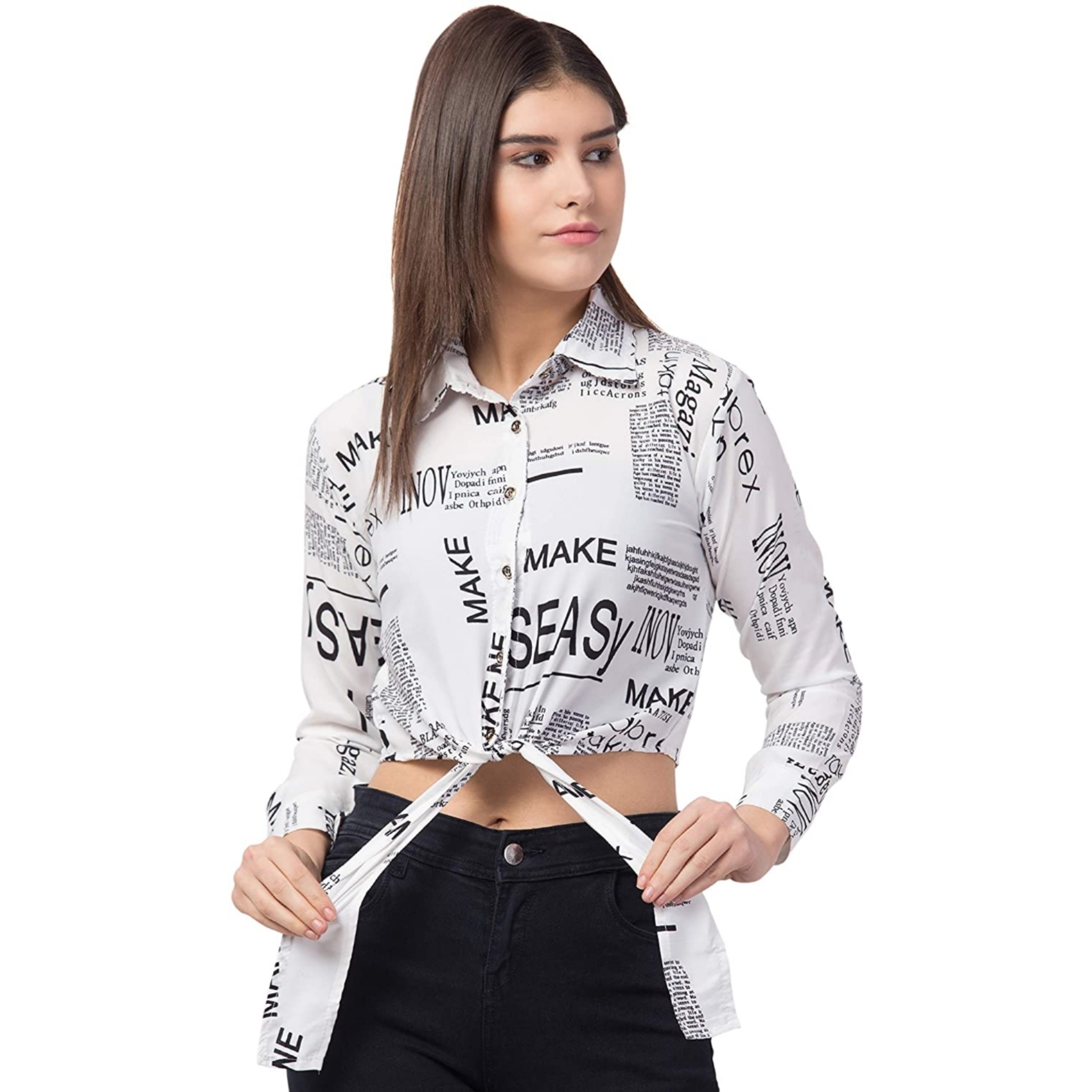 Women's Newspaper Pattern Shirt