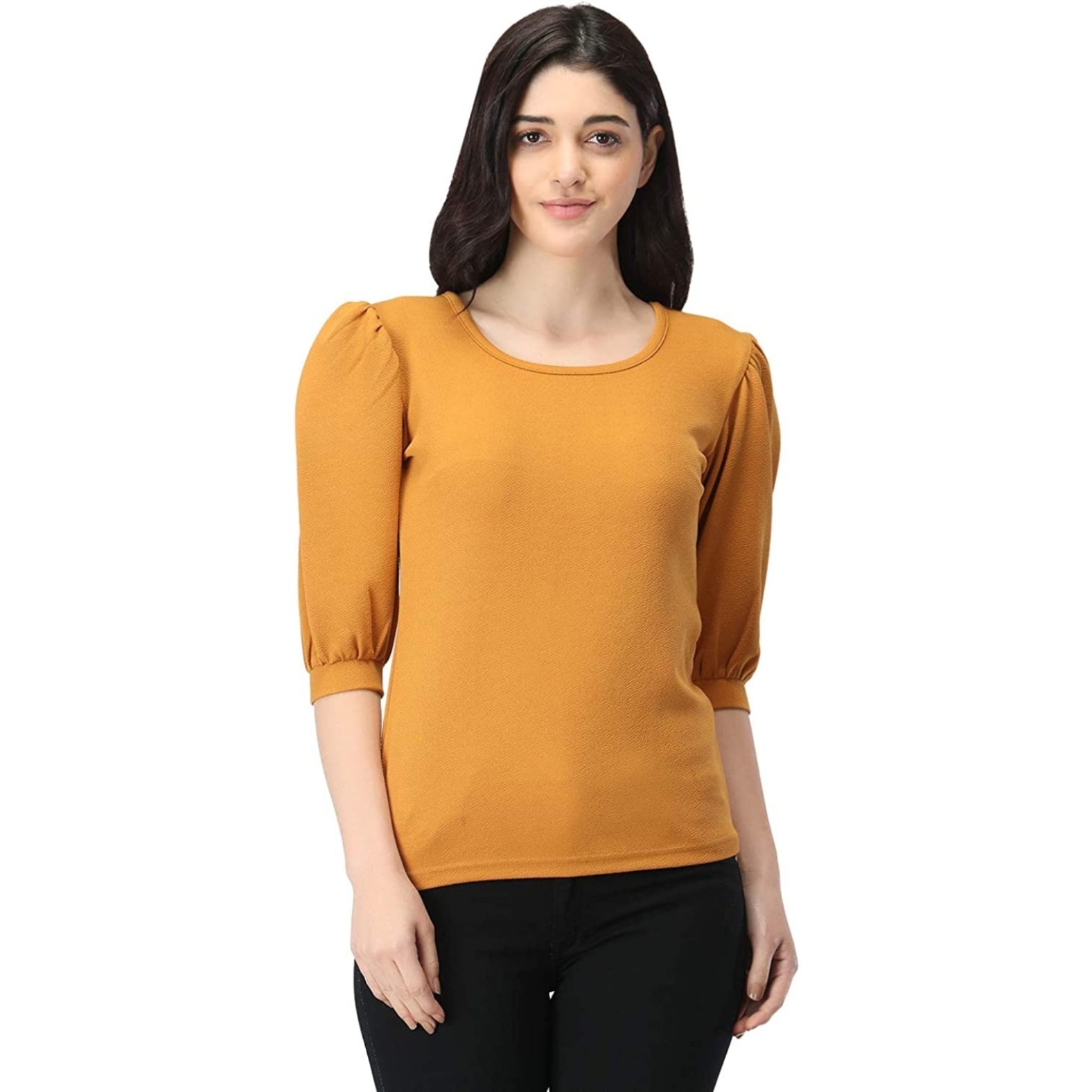 Women's Regular Fit Top With Cuffed Sleeves