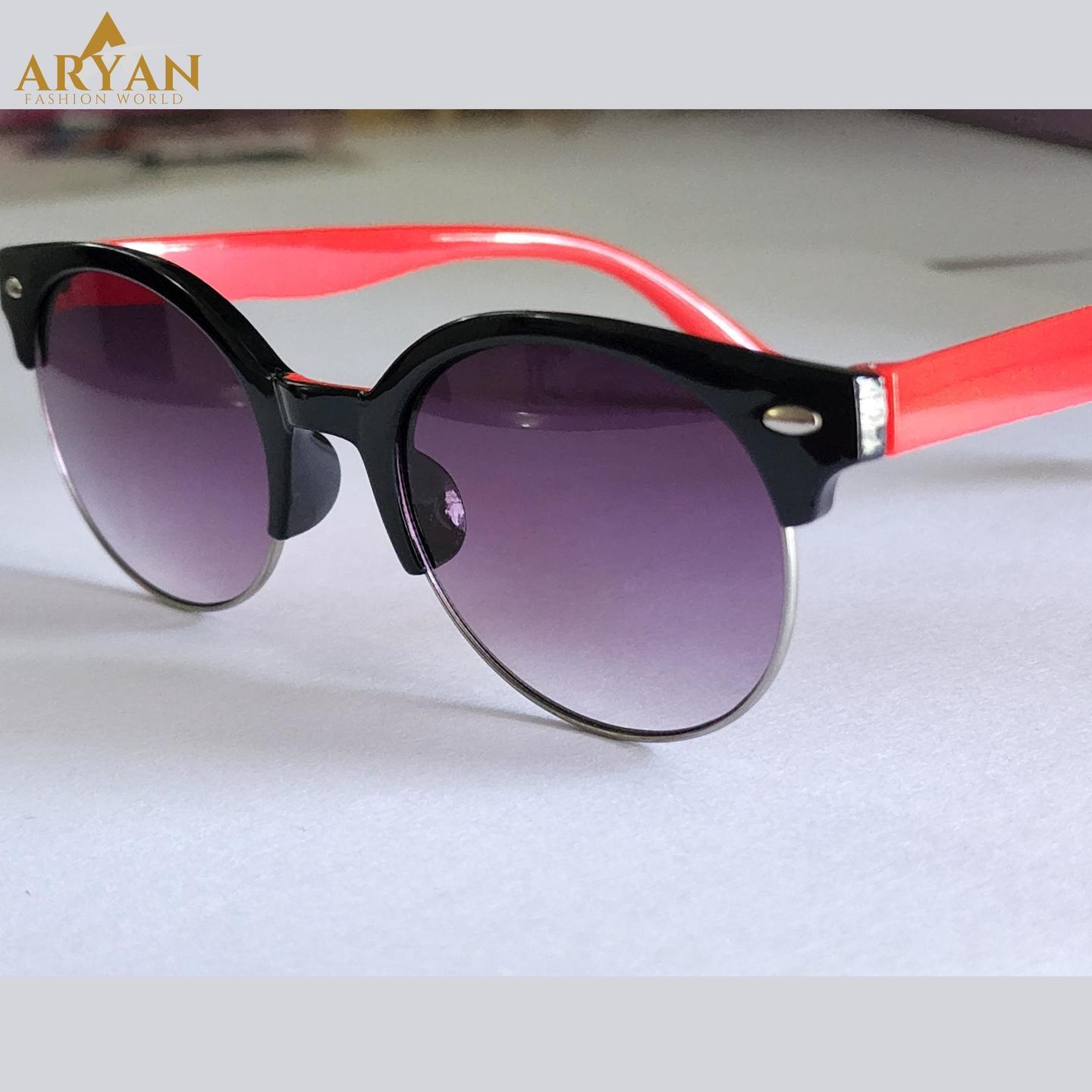 Red color half metal frame Sunglasses for kids