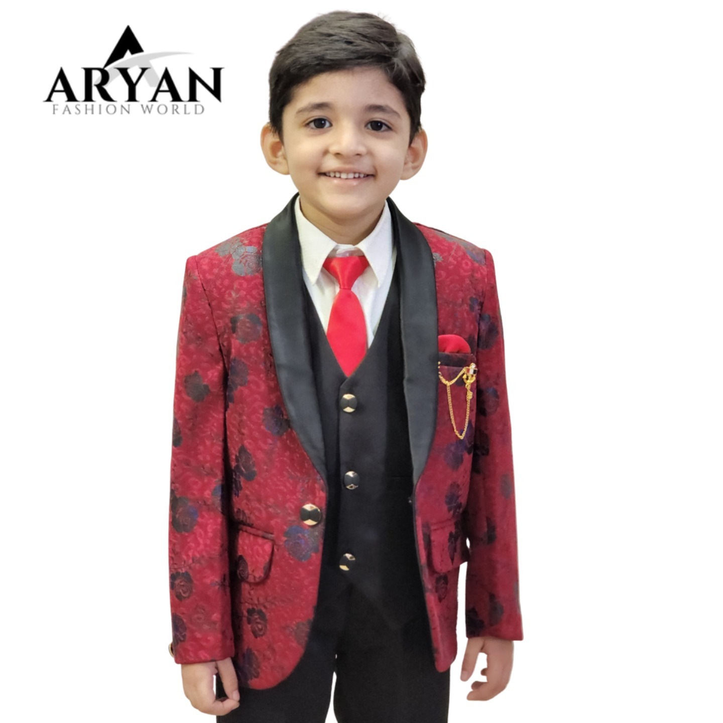 Designer Red Color kid Suit