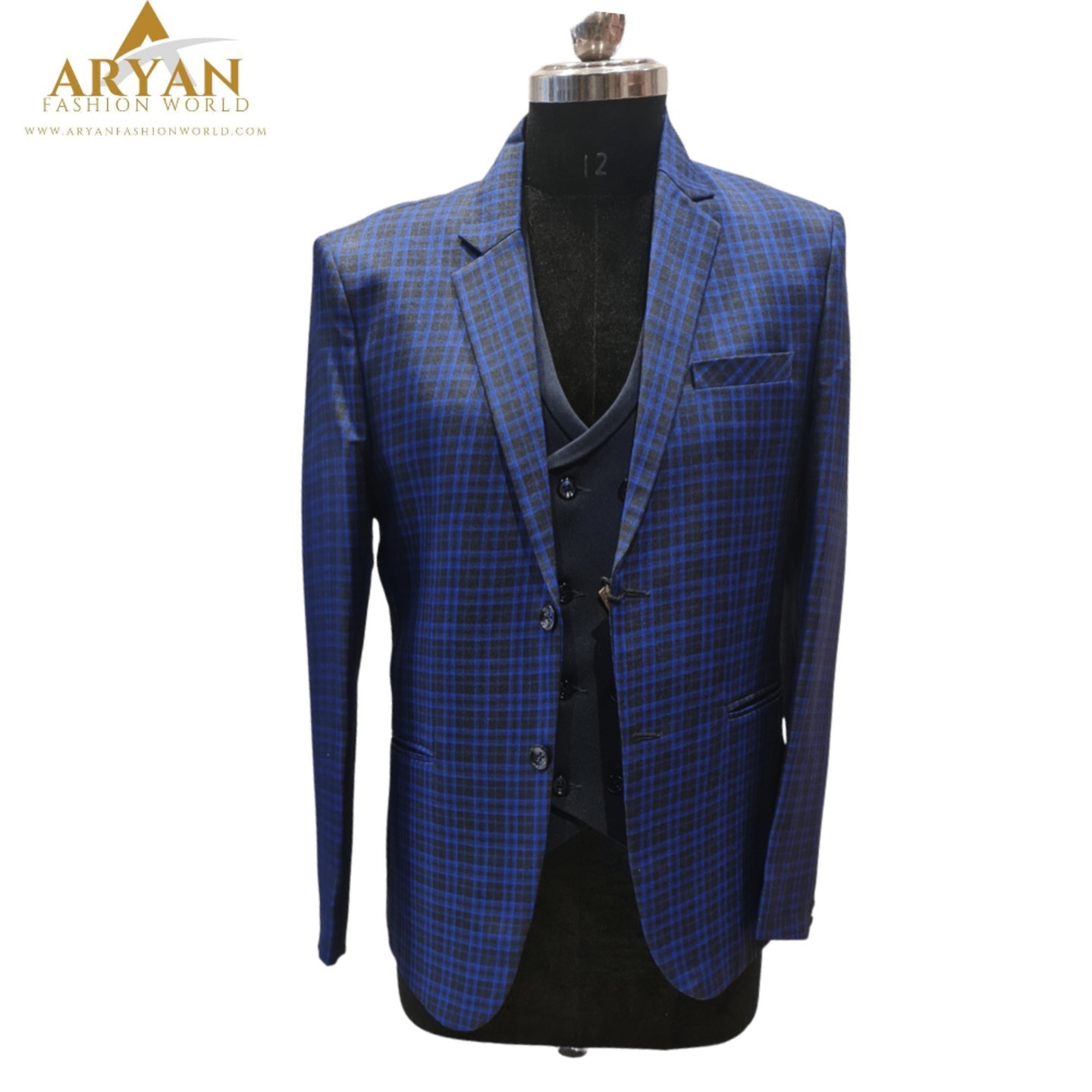 Navy Blue Classic Check Suit