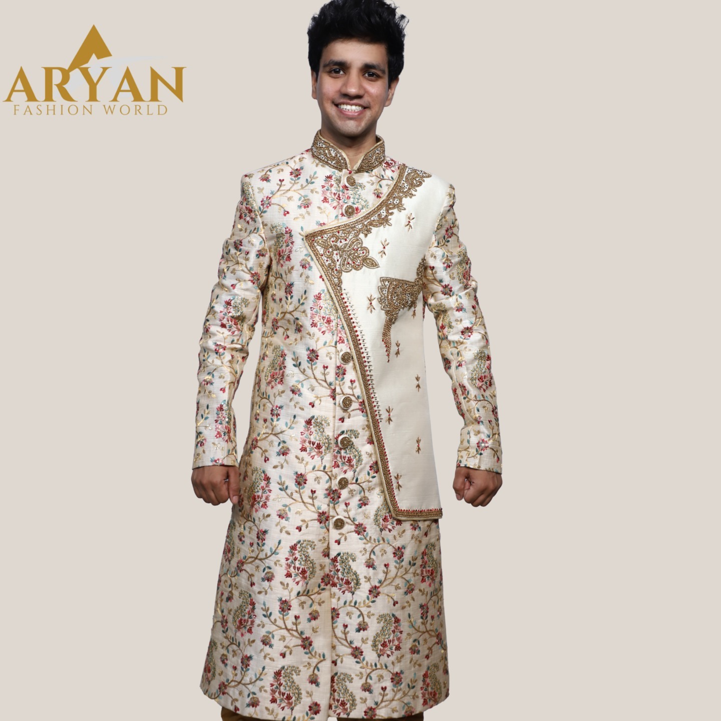 Golden Embroidery Sherwani