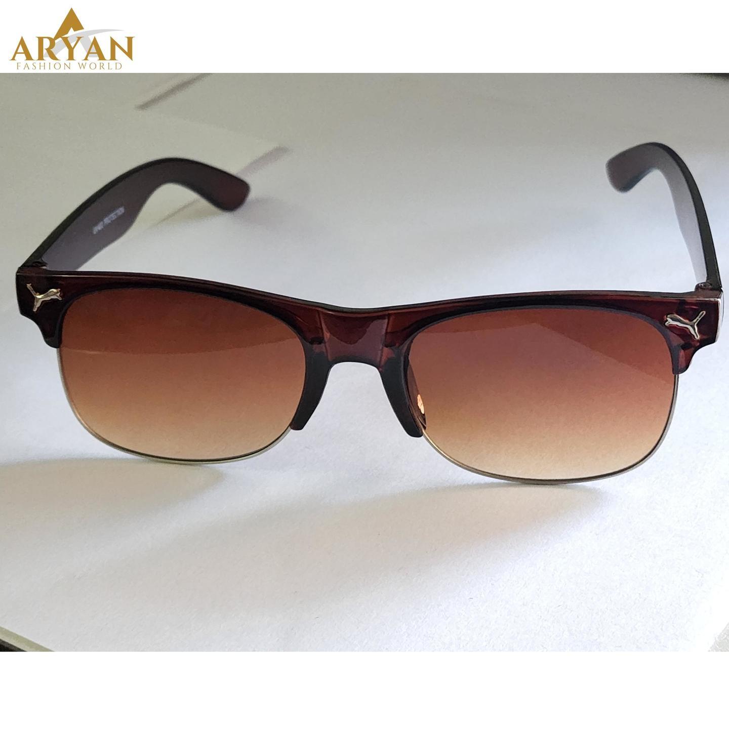 Men Brown half silver lining Sunglasses
