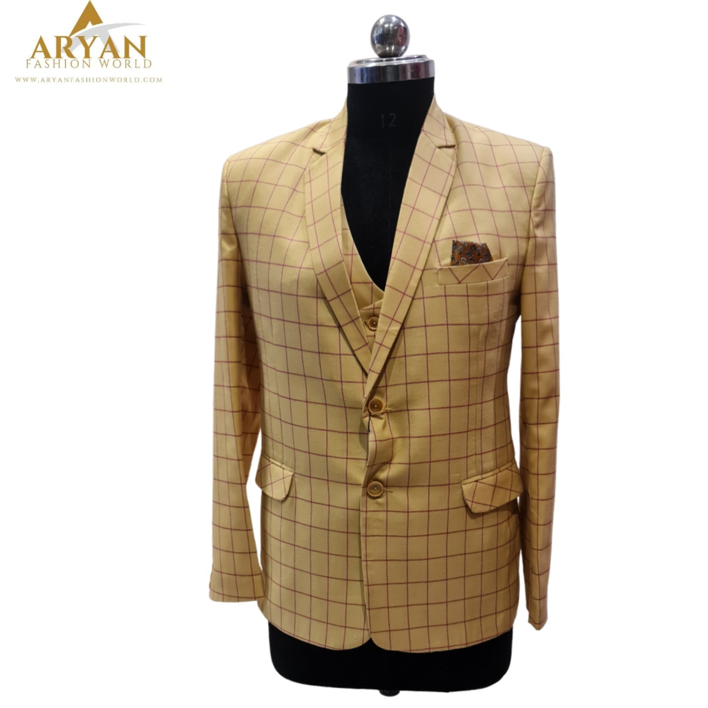 Beige Check Design Suits