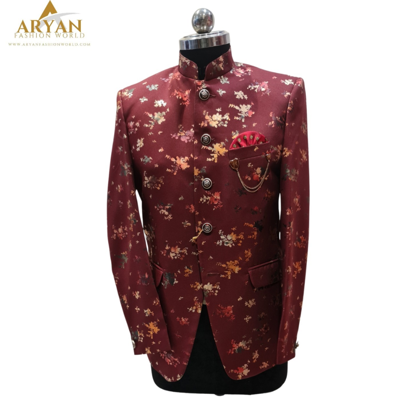 Mehroon Jodhpuri with Golden Work Designing
