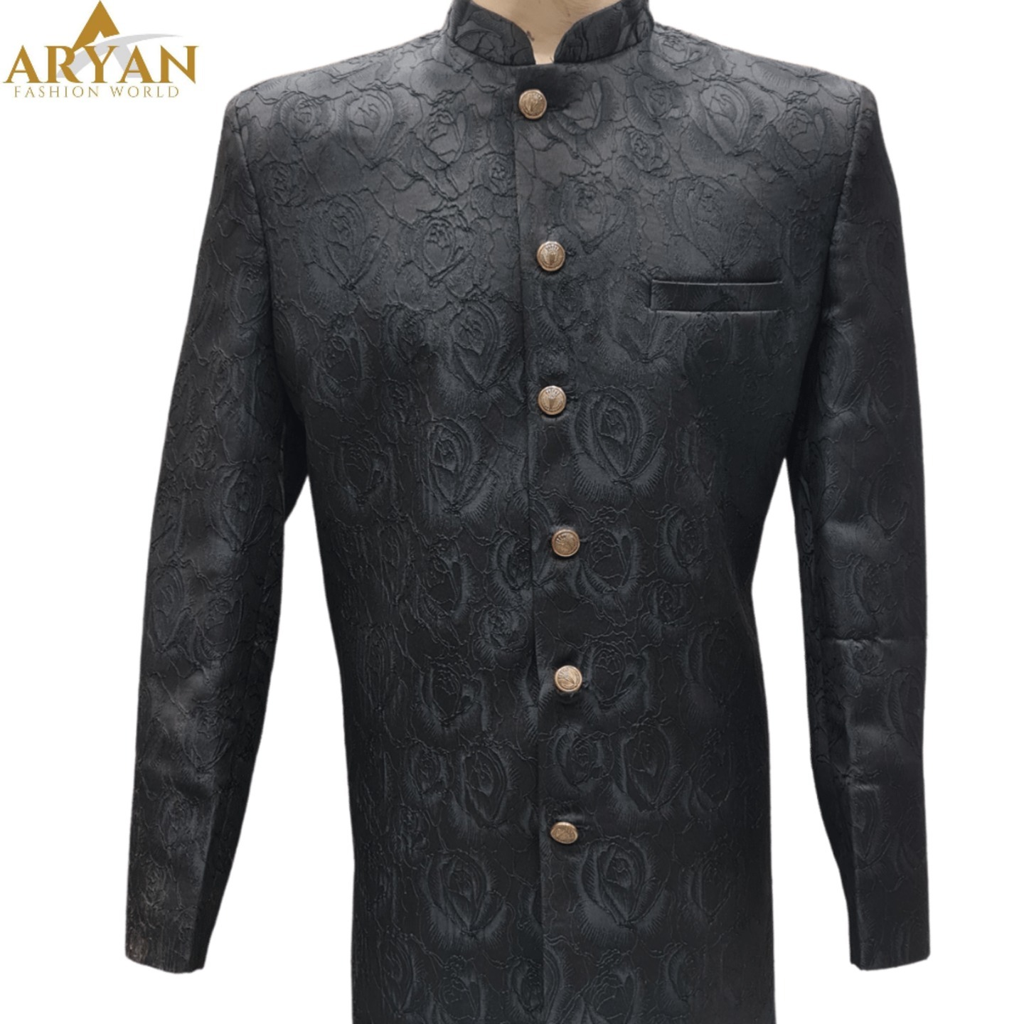 Black Foral Print Indo Western