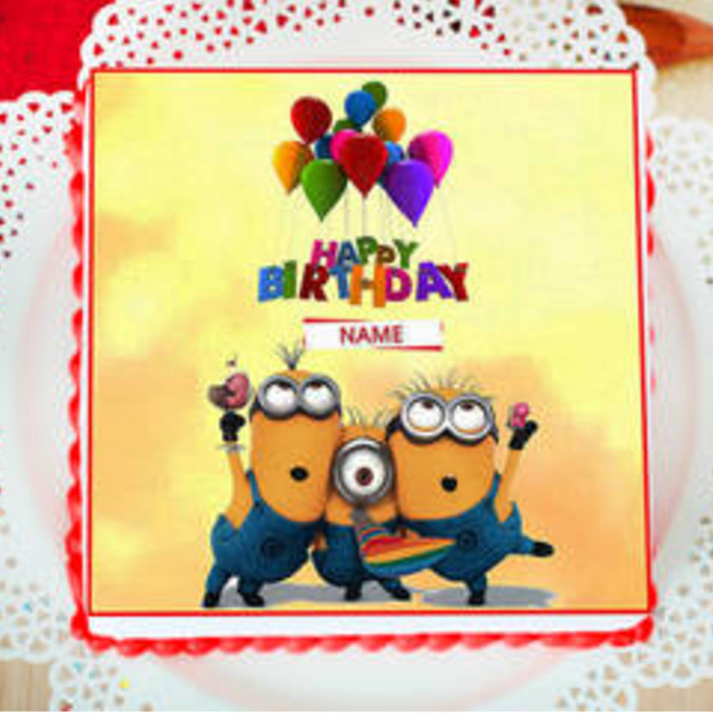 Minions Madness Birthday Photo Cake Square Shape 500 grams