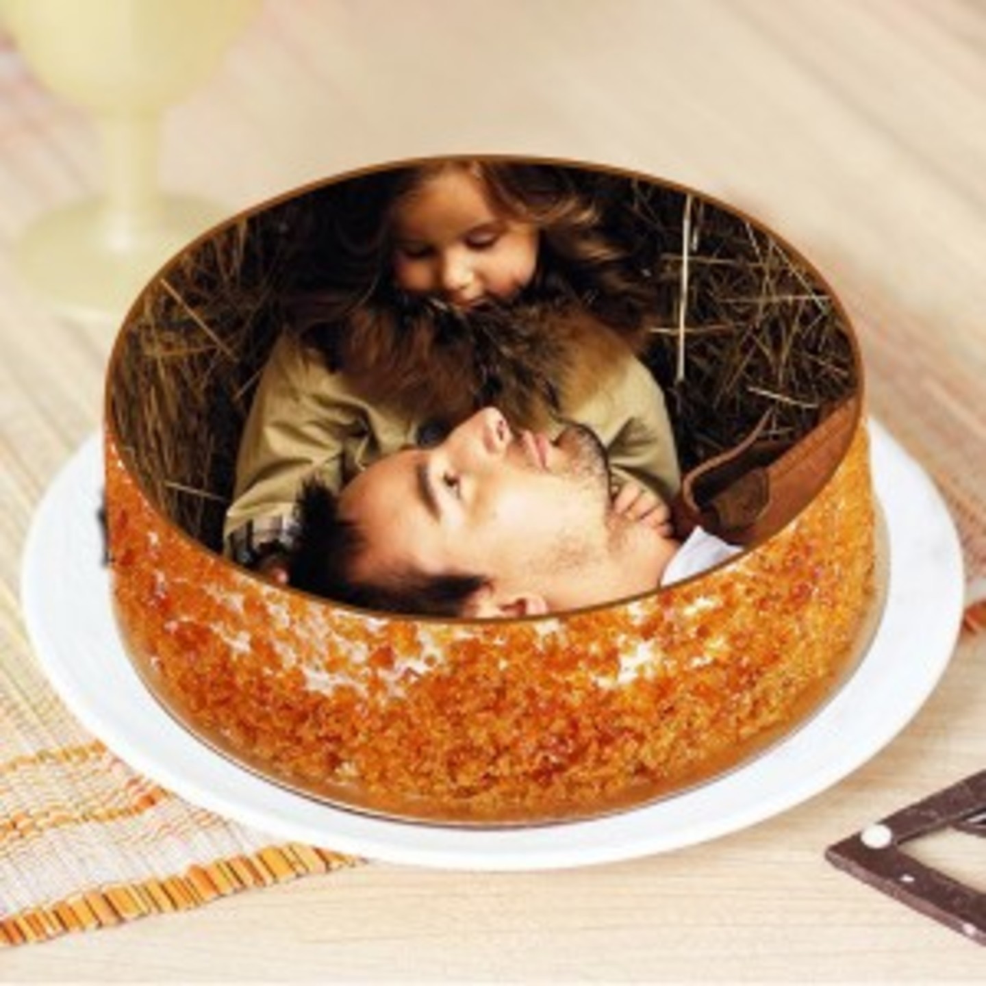 Delicious Butterscotch Photo Cake For Dad