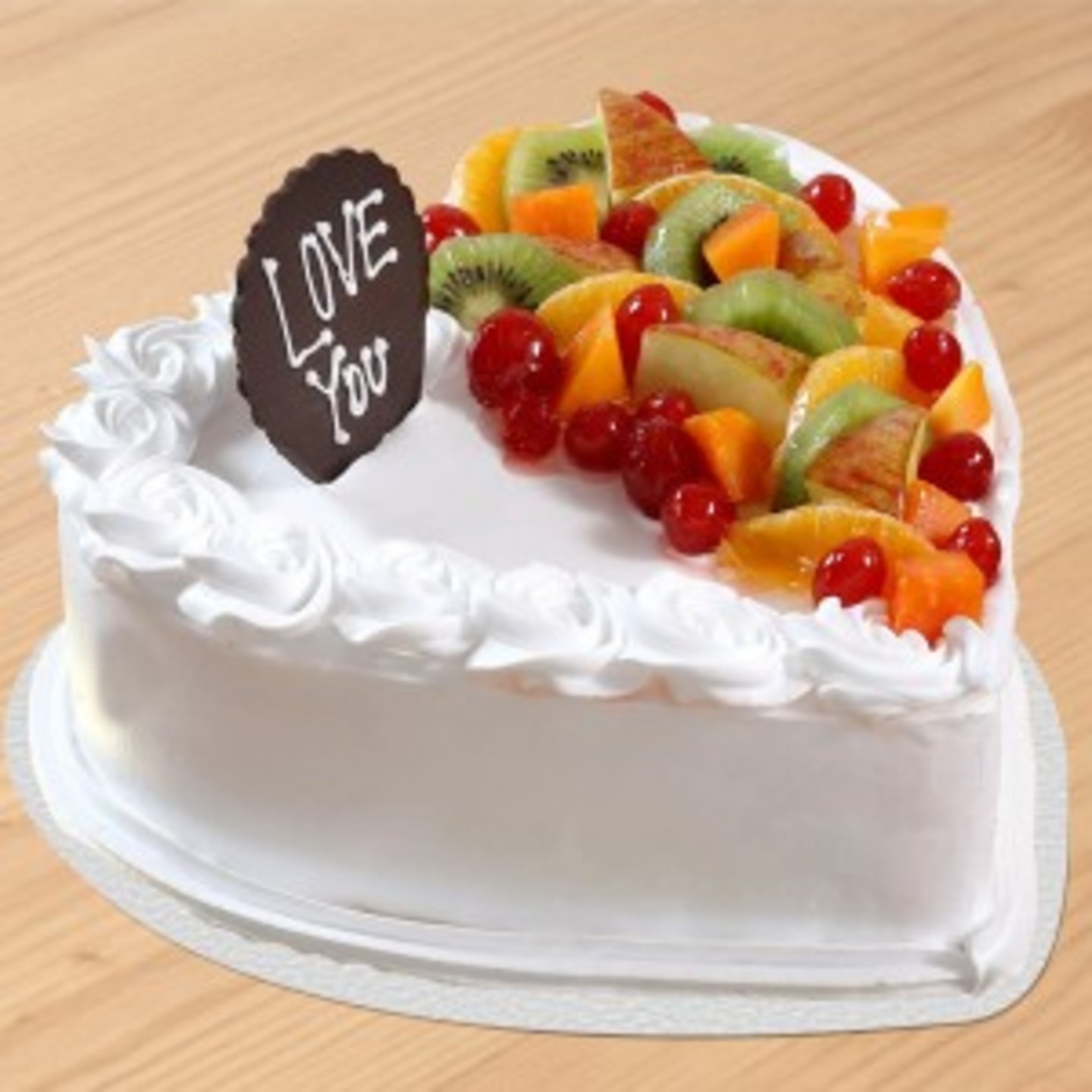 Fruit Vanilla Heart Shaped Cake