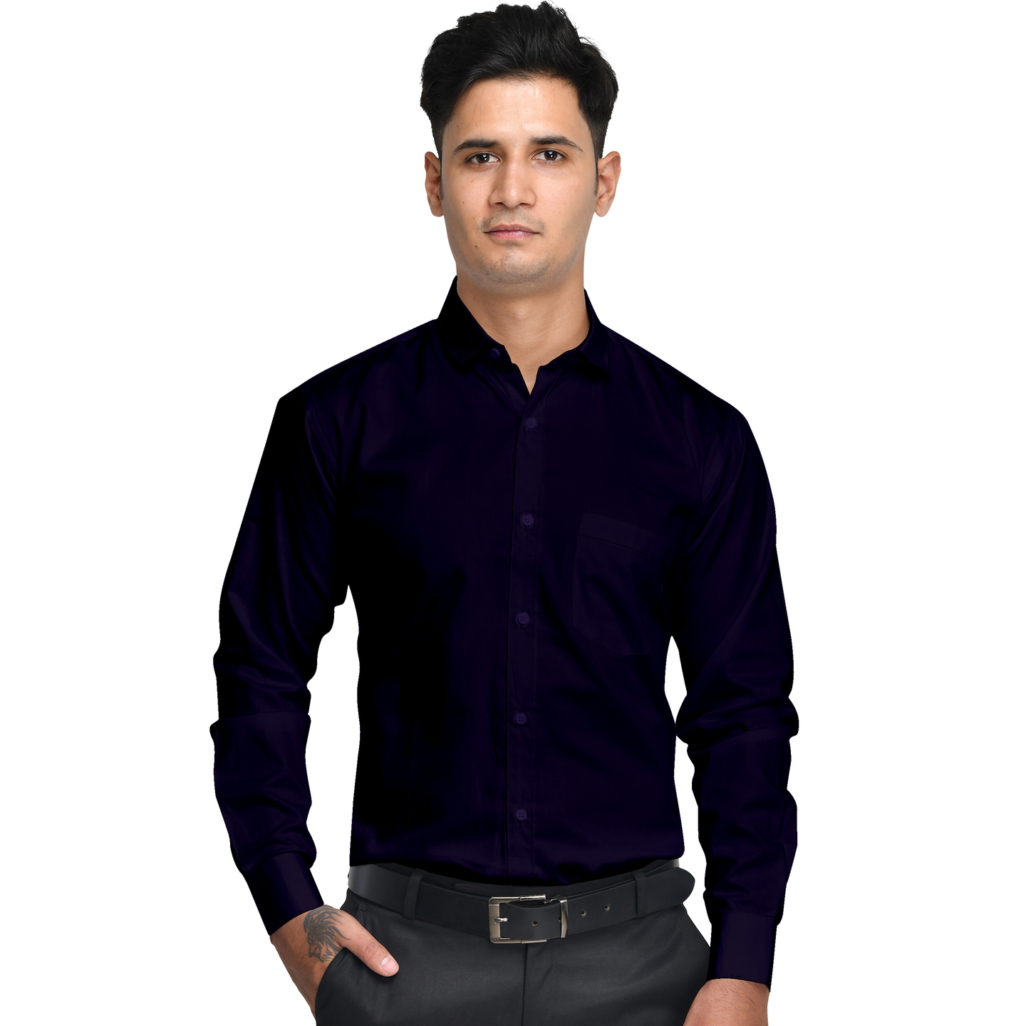 Anzea Regular Fit Cotton Formal Wine Shirt
