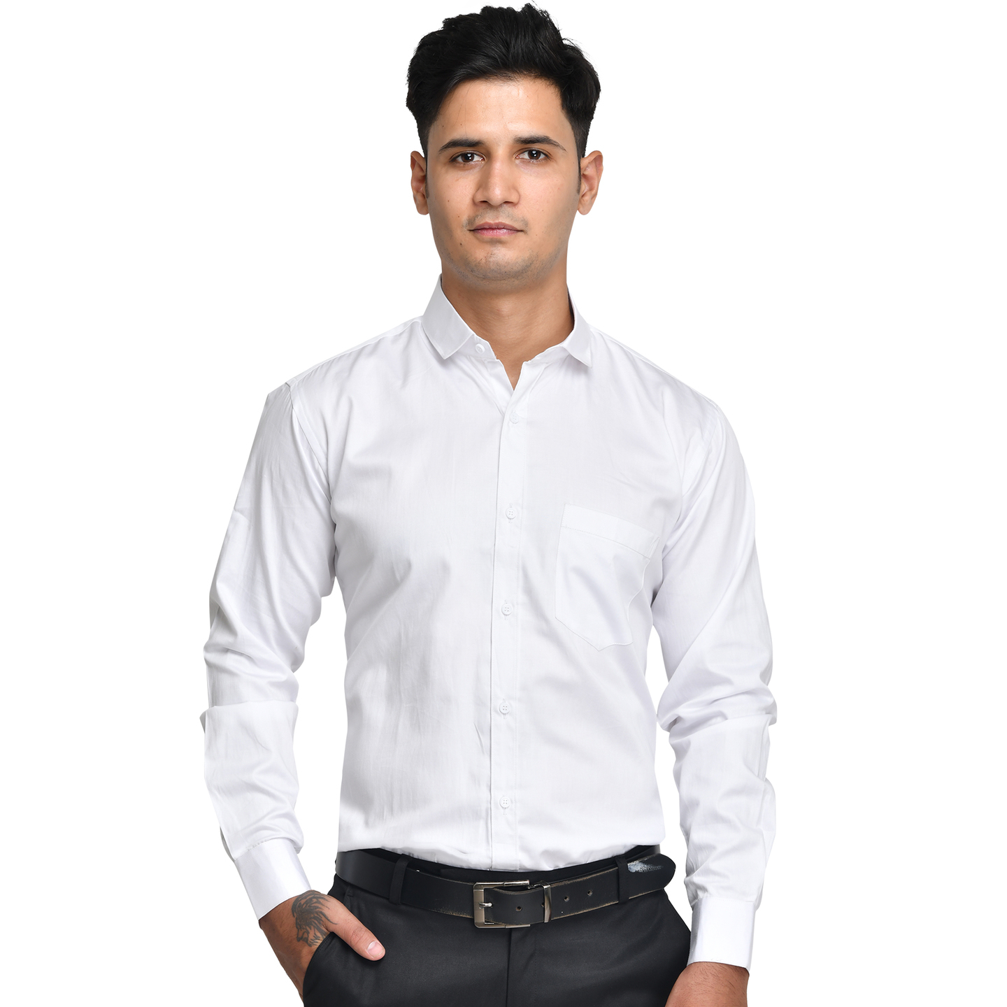 Anzea Regular Fit 100 Cotton Formal White Shirt