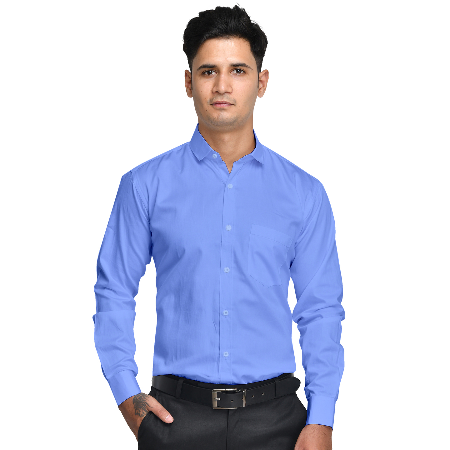 Anzea Regular Fit 100 Cotton Formal Sky Blue Shirt