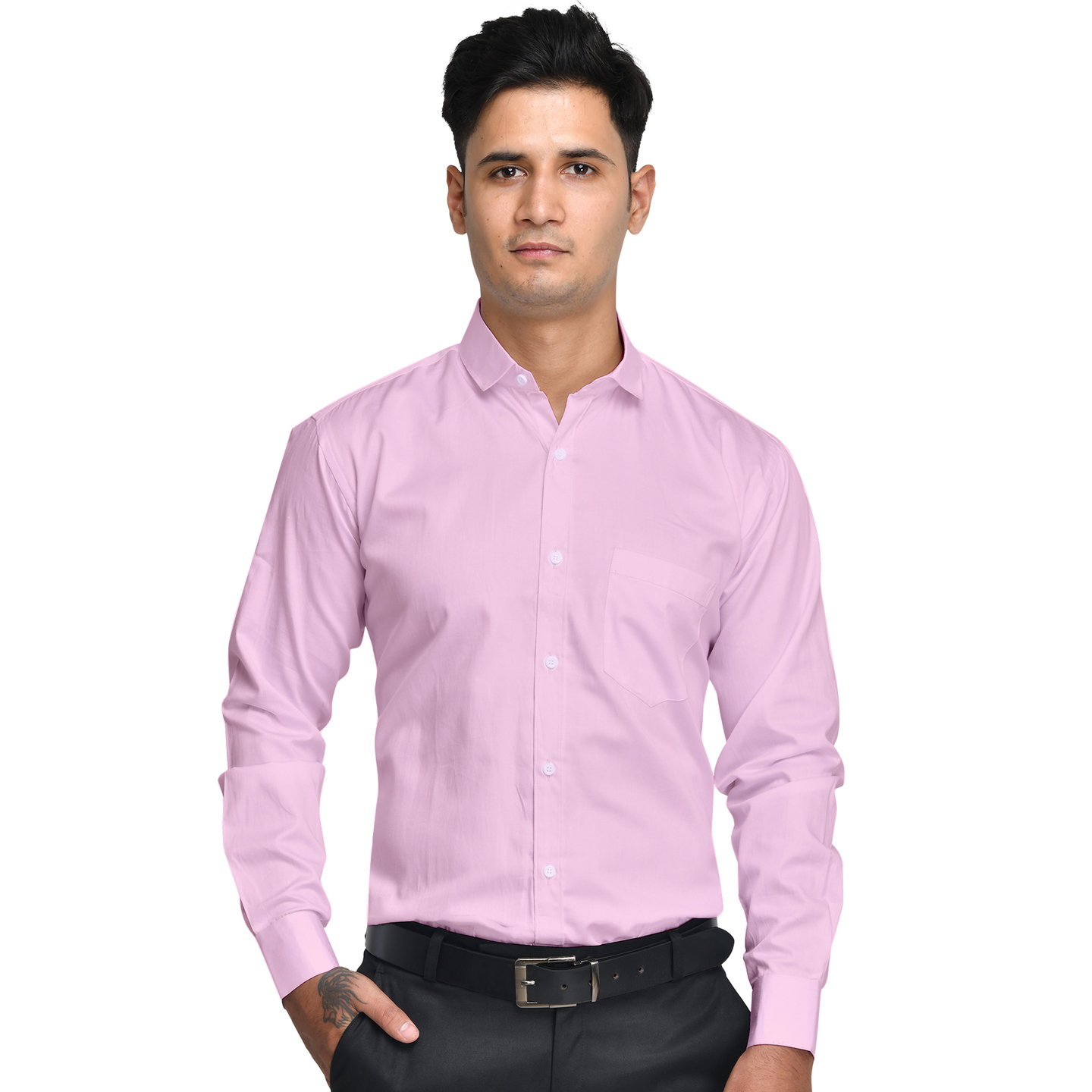 Anzea Regular Fit Cotton Formal Pink Shirt