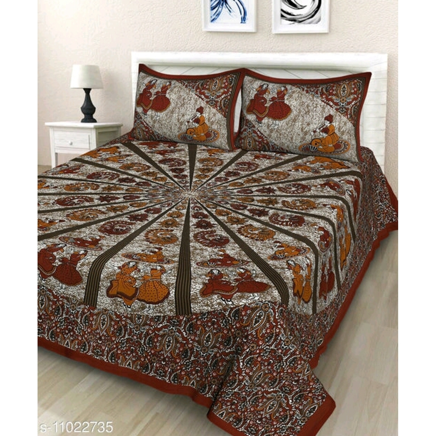 MIALO PRINTED COTTON RUST BEDHEETS