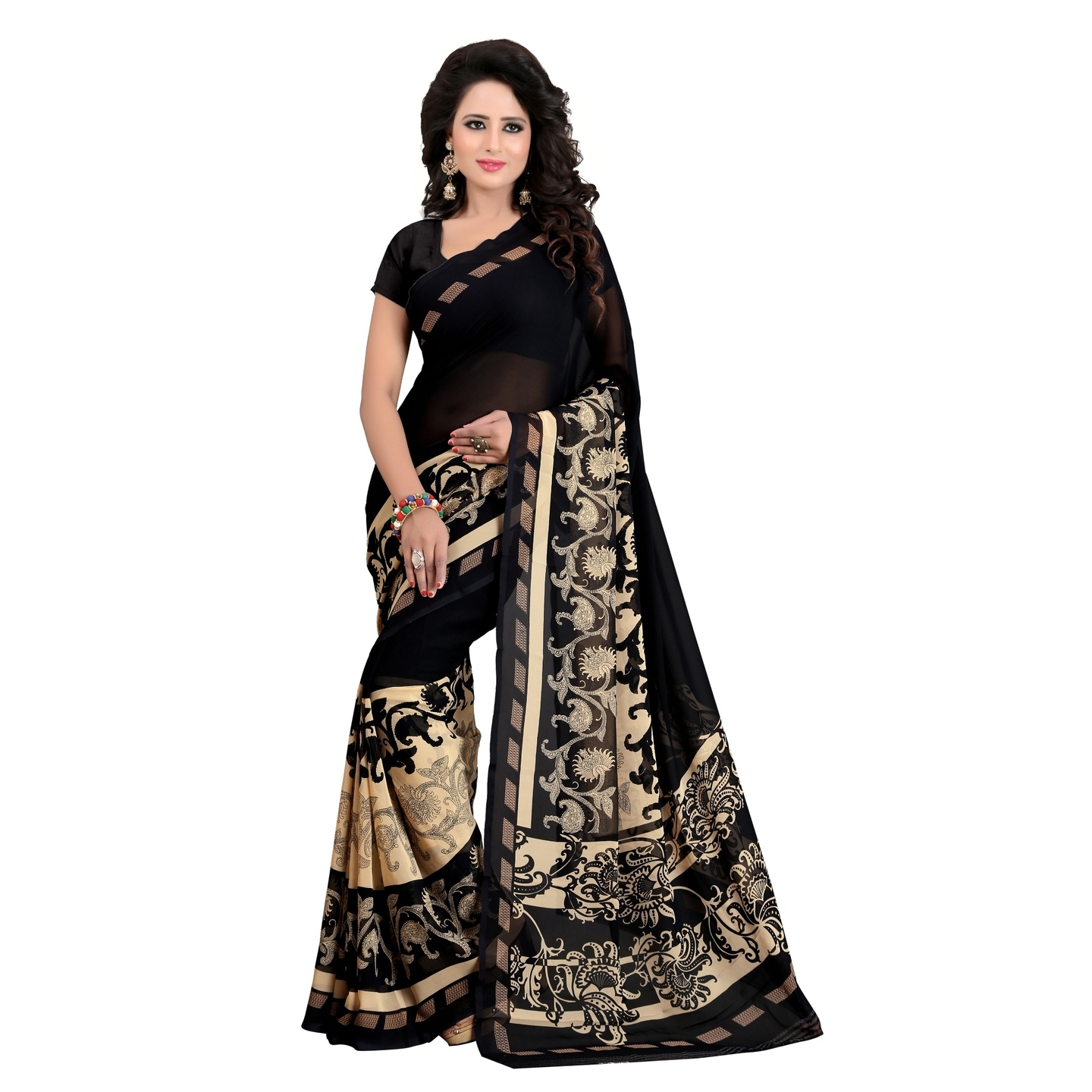 Beautiful Printed Georgette Saree with Blouse Piece