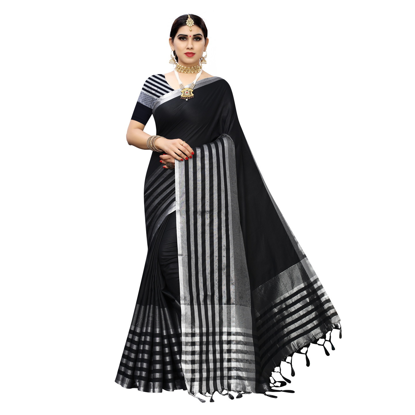 TWITTER BLACK COTTON SAREE
