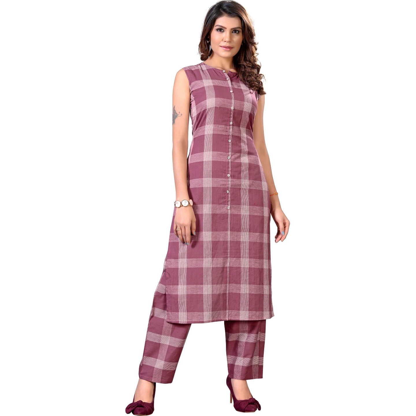 STRAIGHT COTTON KURTIS PALAZZO SET