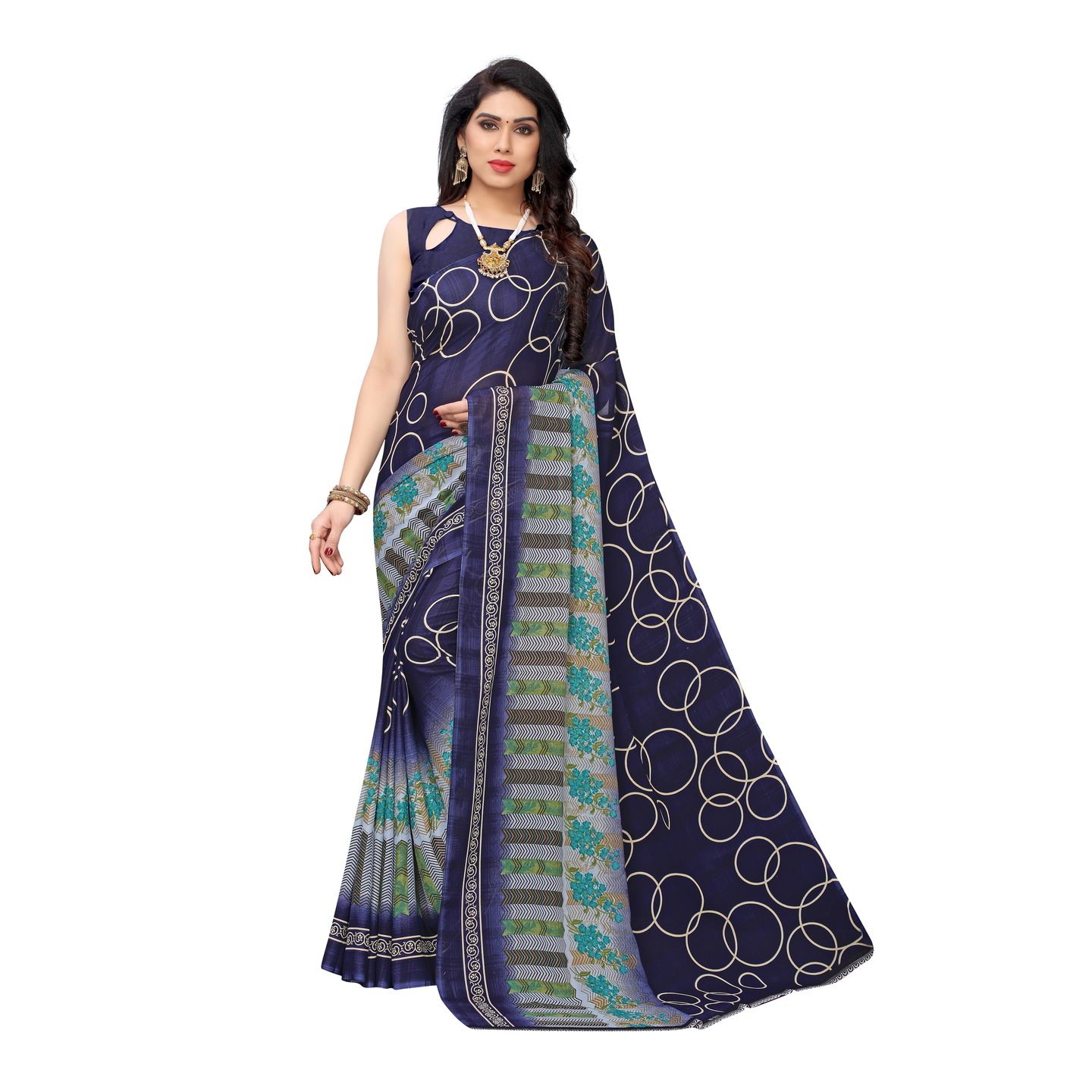 Beautiful Printed Georgette Saree with Blouse Piece