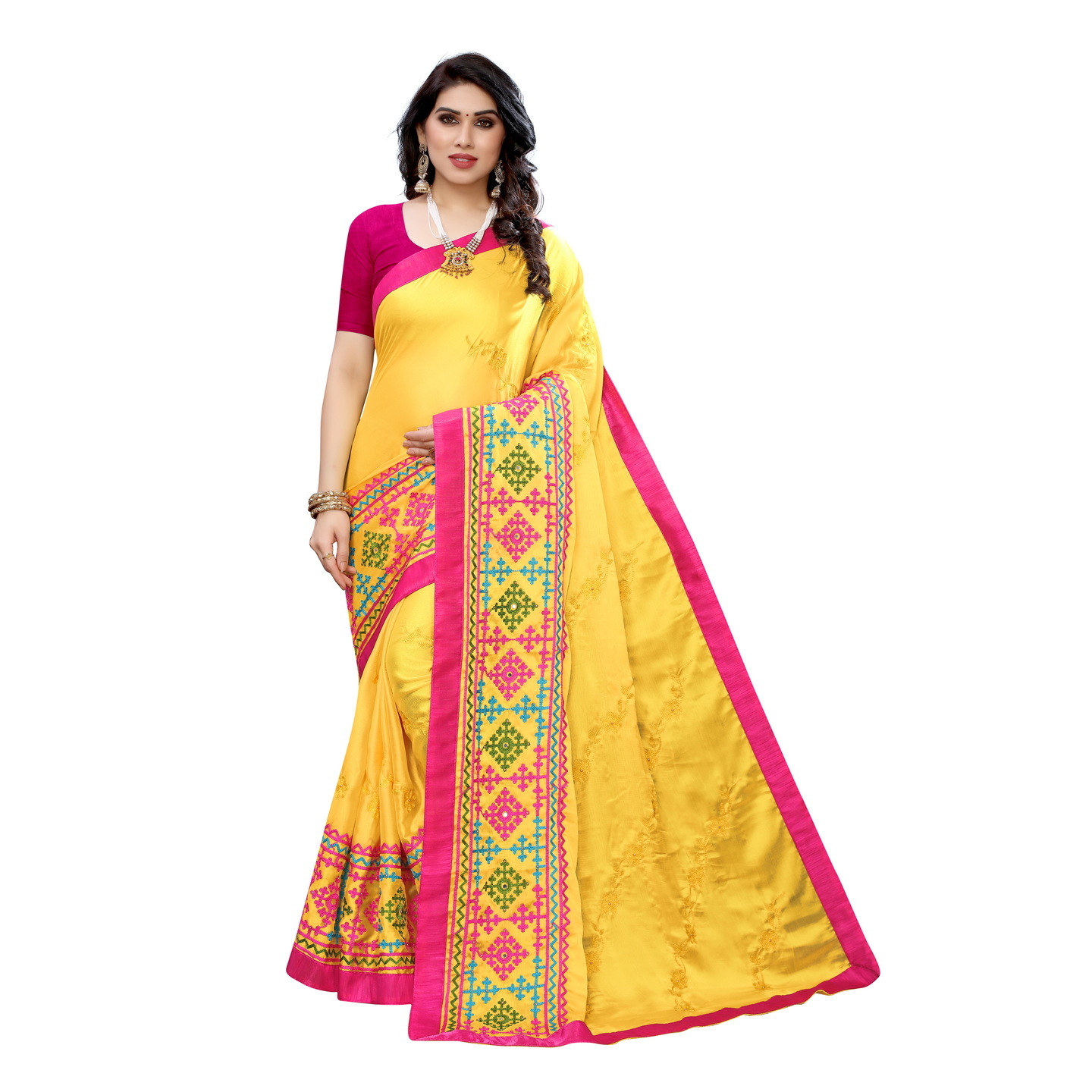 DESIGNER YELLOW SUIDHAGA EMBROIDERED SAREE