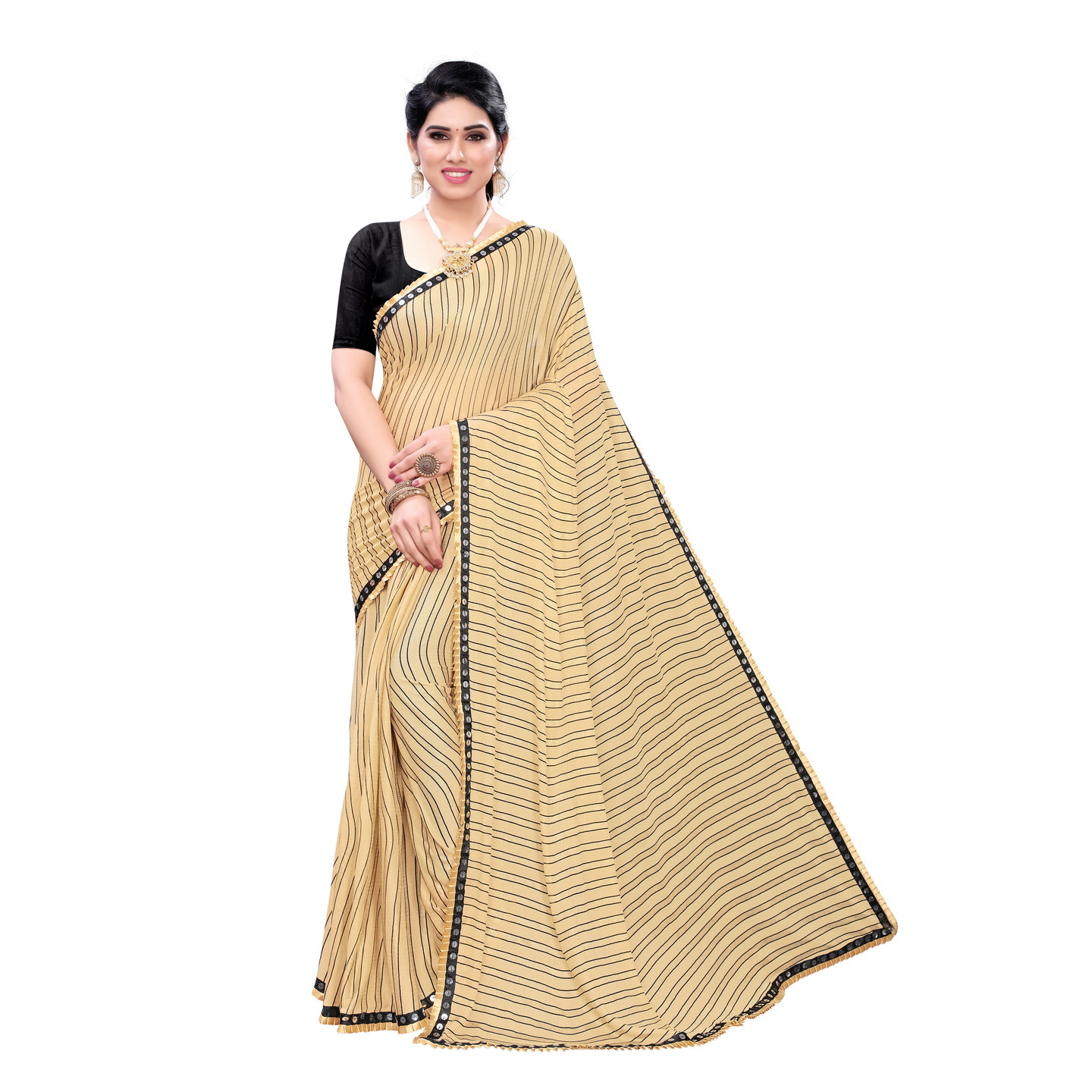 DESIGNER CHIKU PRINTED LYCRA SAREE