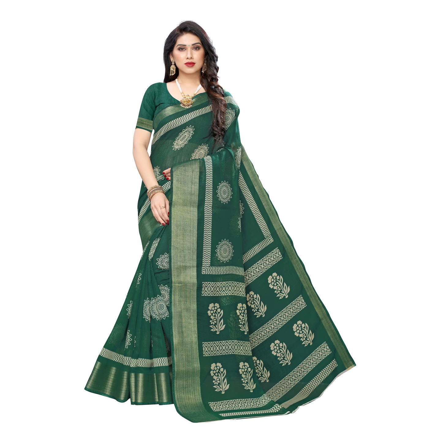 WISDOM GREEN DESIGNER SILK SAREE