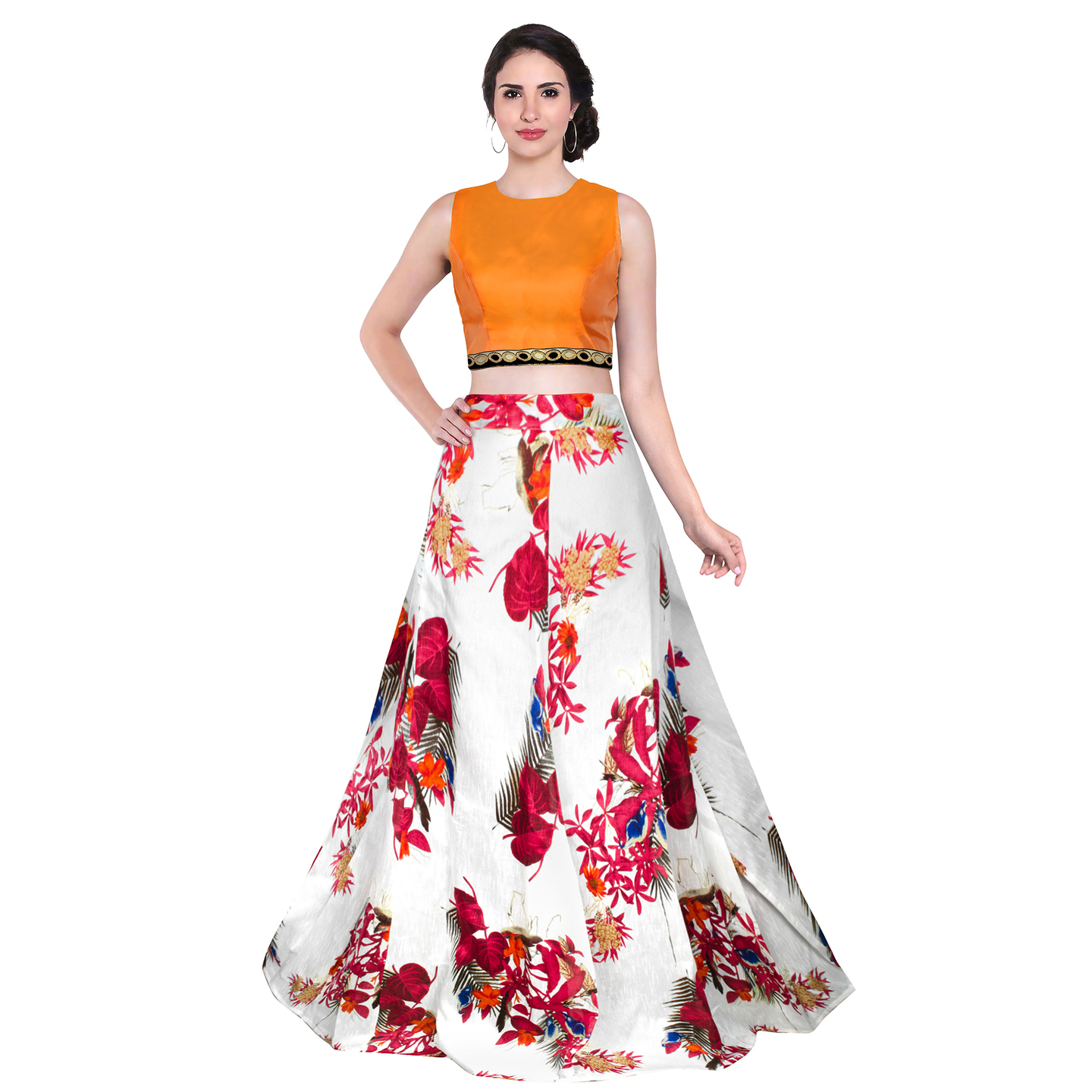 FOX MAROON PRINTED LEHENGA
