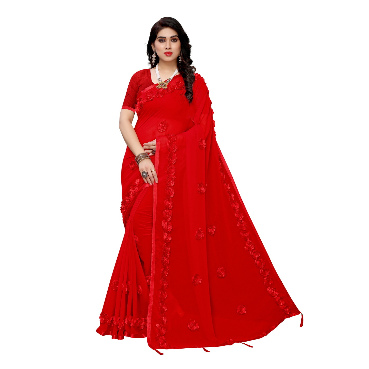 DESIGNER GULABO RED GEORGETTE SAREE