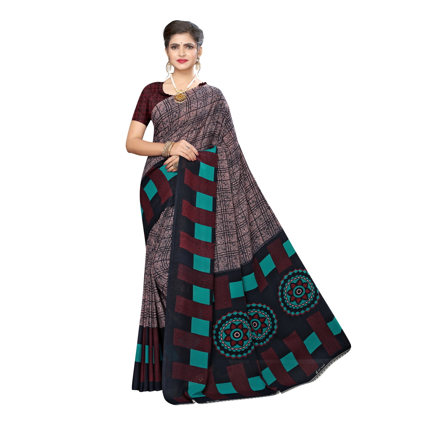 Beautiful Printed Georgette Saree with Blouse Piece