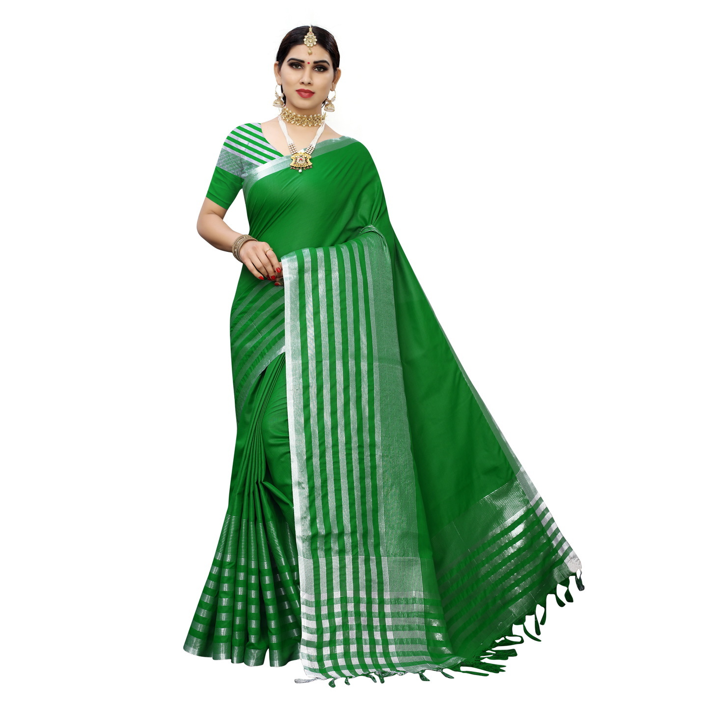 TWITTER GREEN COTTON SAREE