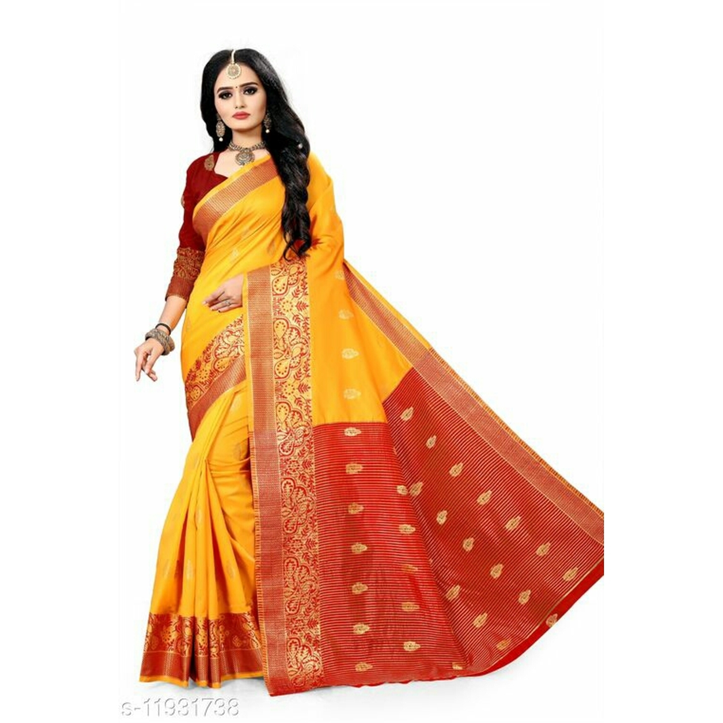 Shopping Queen Silk Blend Saree with running Blouse