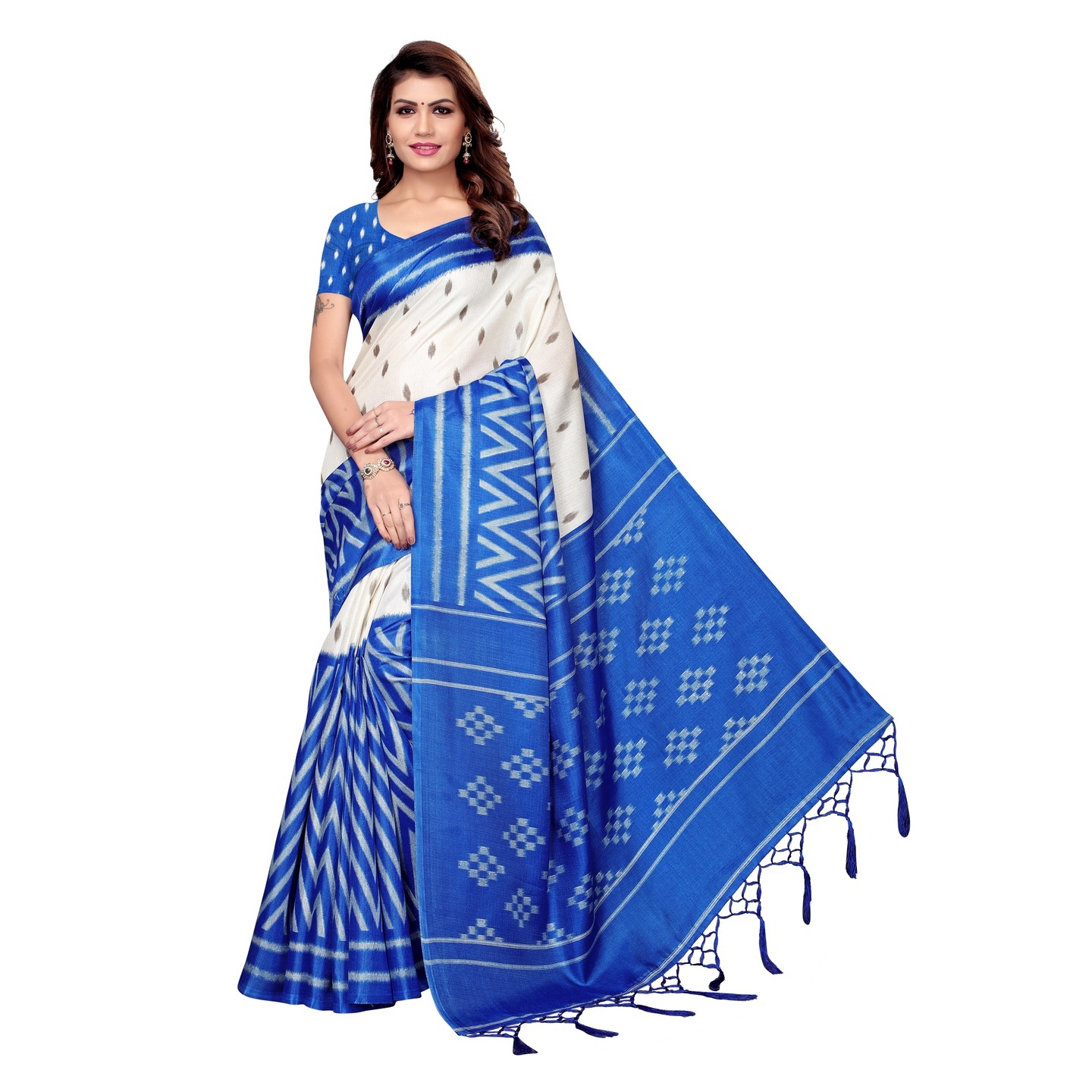 KALAMKARI PRINTED KHADI SILK SAREE