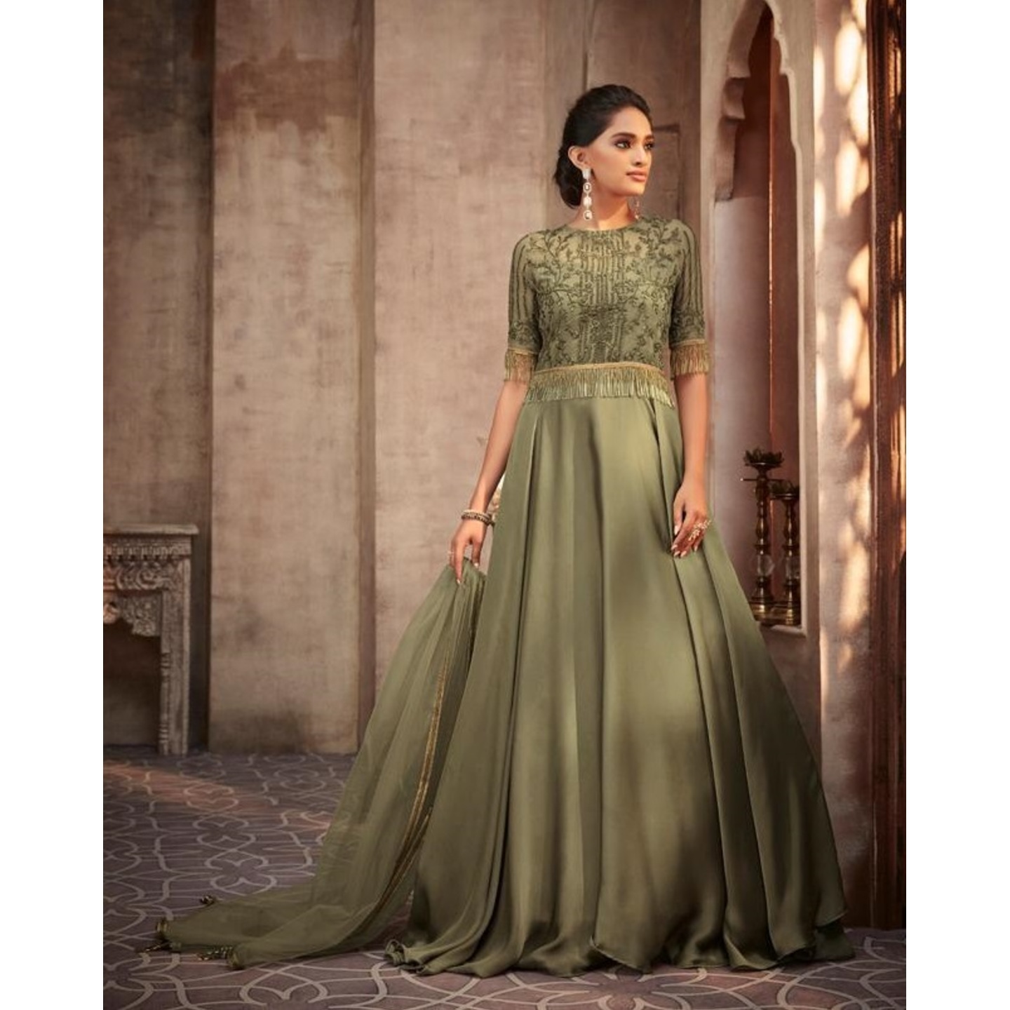 DESIGNER MOHINI GLAMOUR GREEN GOWN