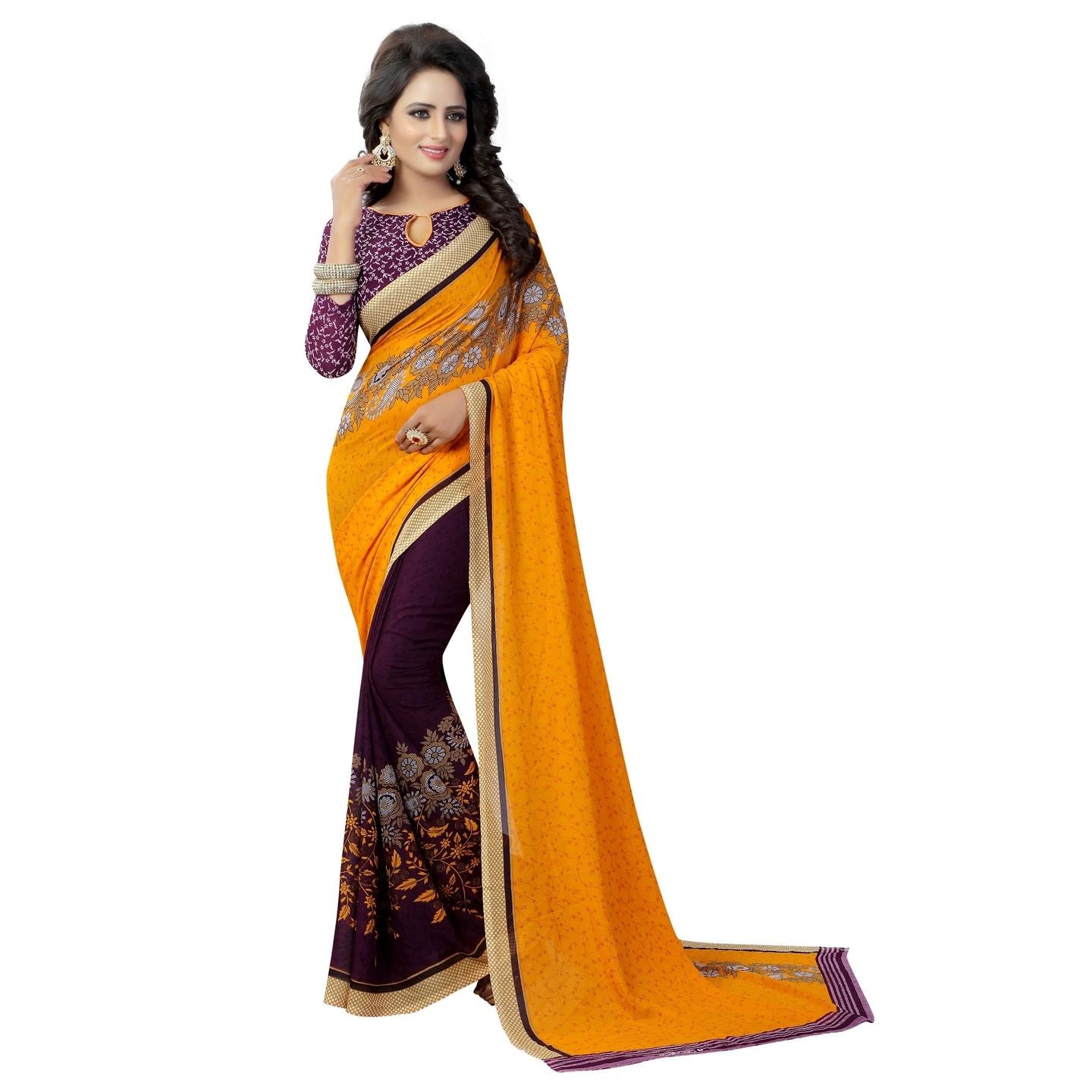 Beautiful Printed Georgette Saree with Blouse Piece