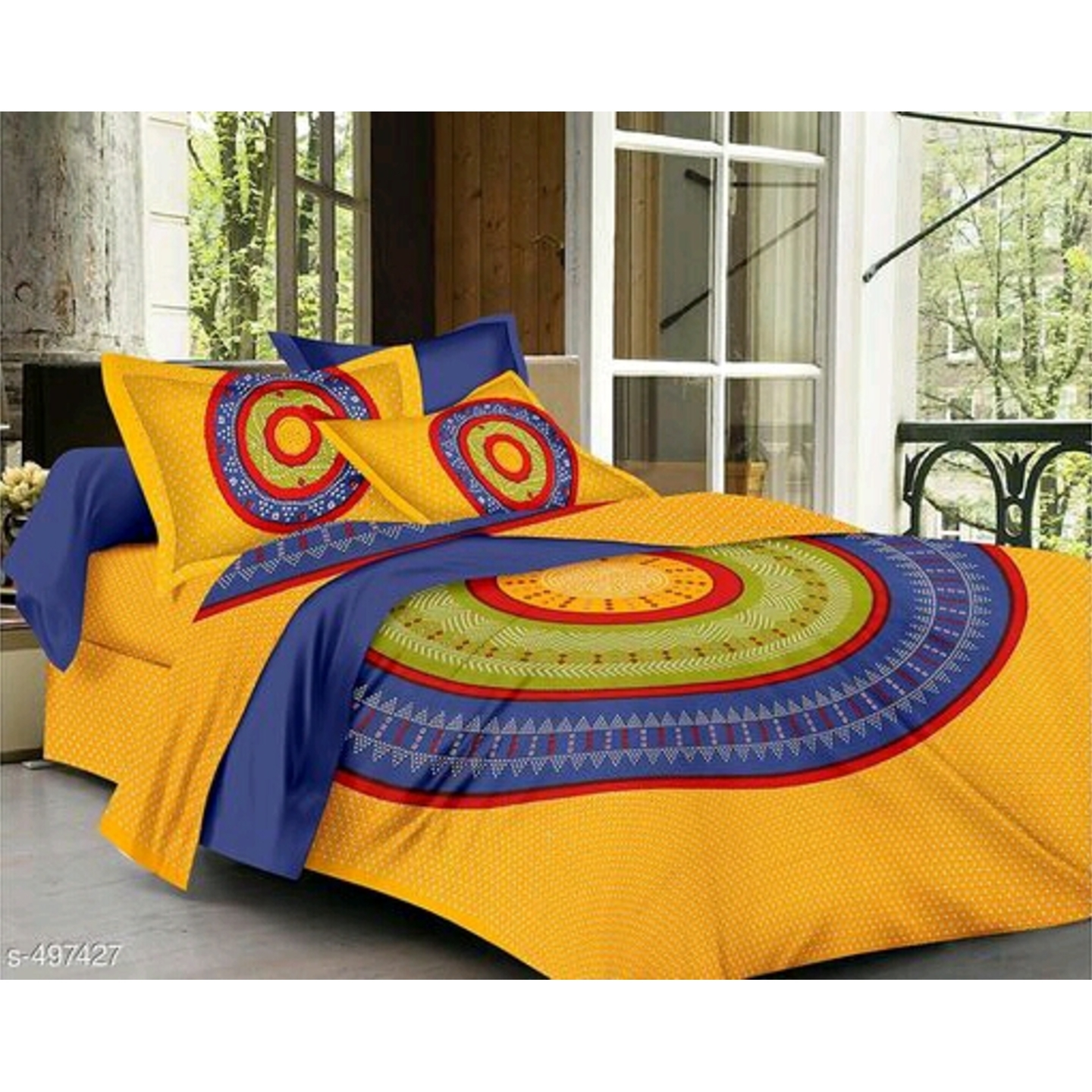 Cosmic Jaipuri Mandala Printed Double Bedsheets