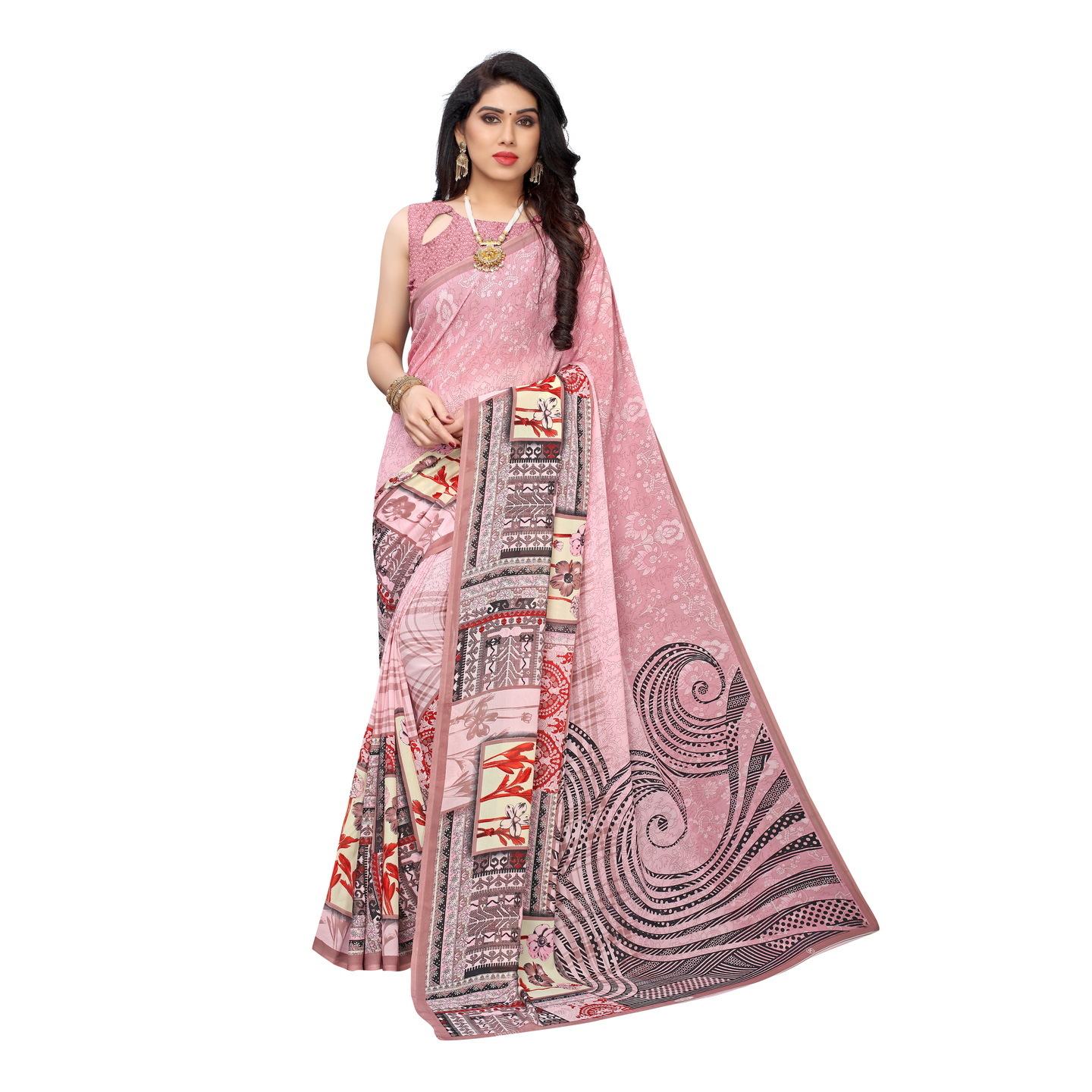 Beautiful Printed Georgette Saree with Blouse Piece