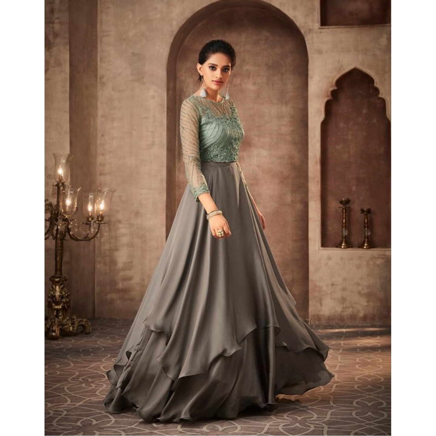 DESIGNER MOHINI GLAMOUR GREY GOWN