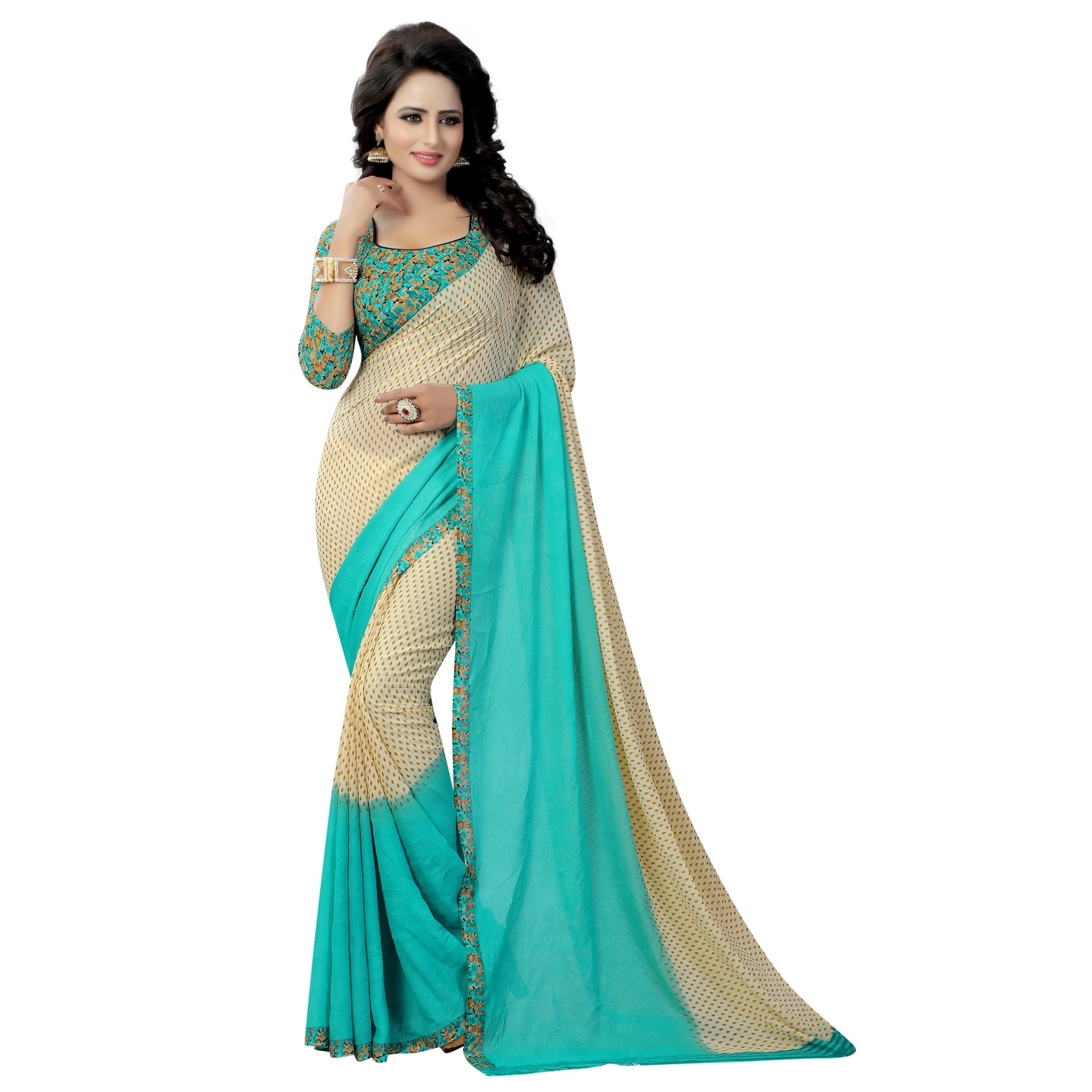 Beautiful Printed Georgette Saree with Blouse Piece