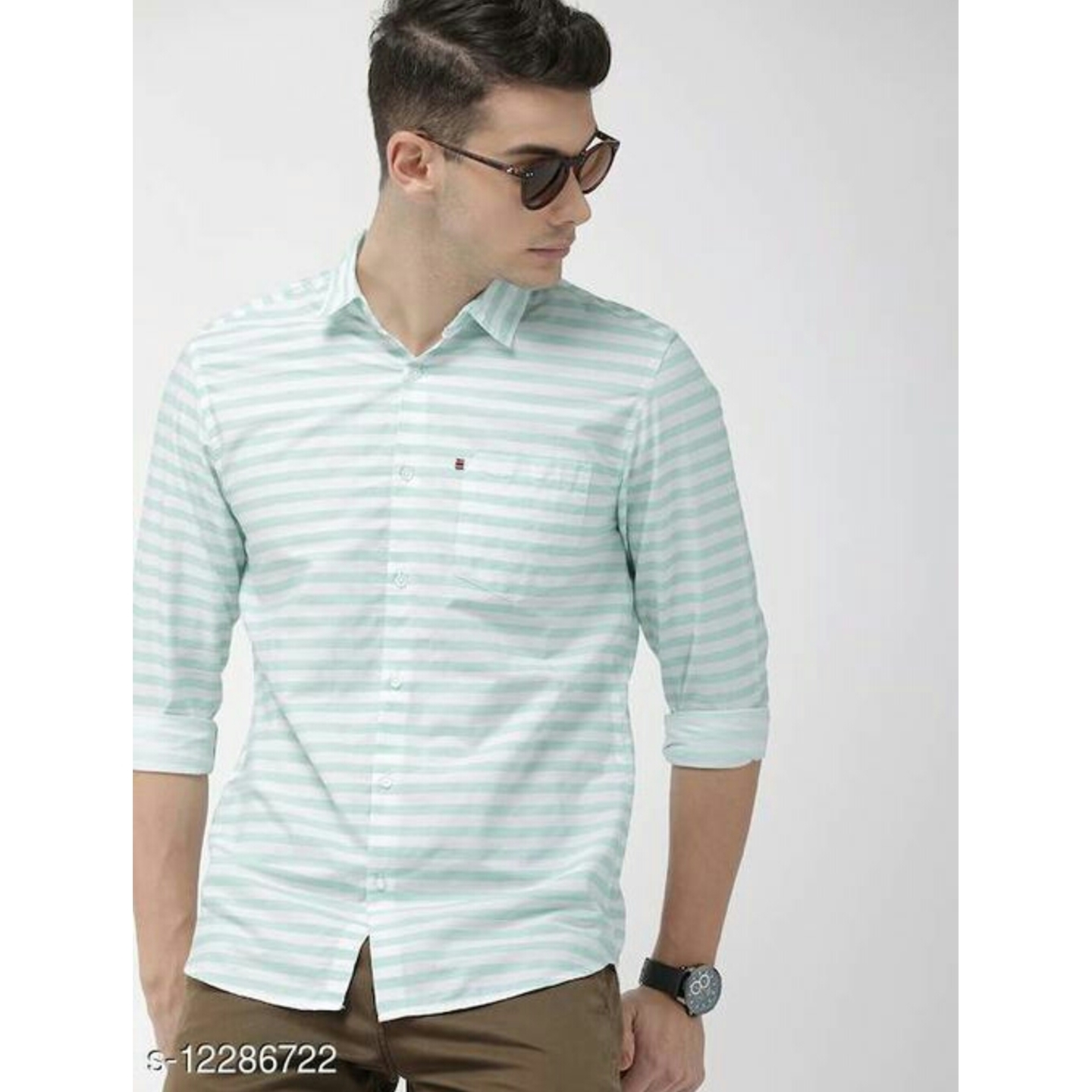 TRIM-FIT CASUAL SKY-BLUE SHIRT