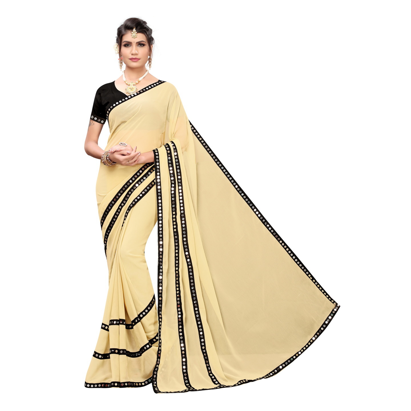 GLASS WHITE DESIGNER SAREE