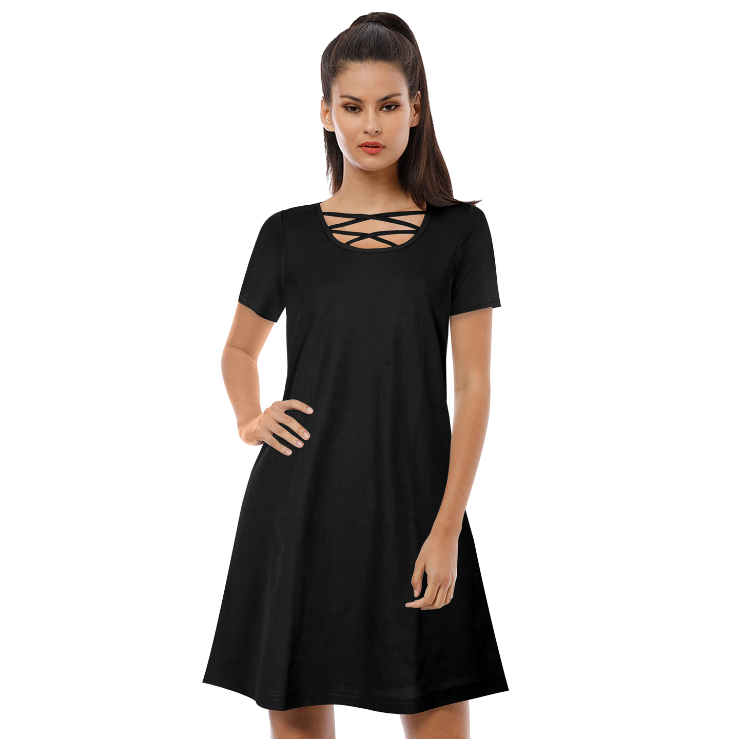 ISHA SKATER BLACK DRESS