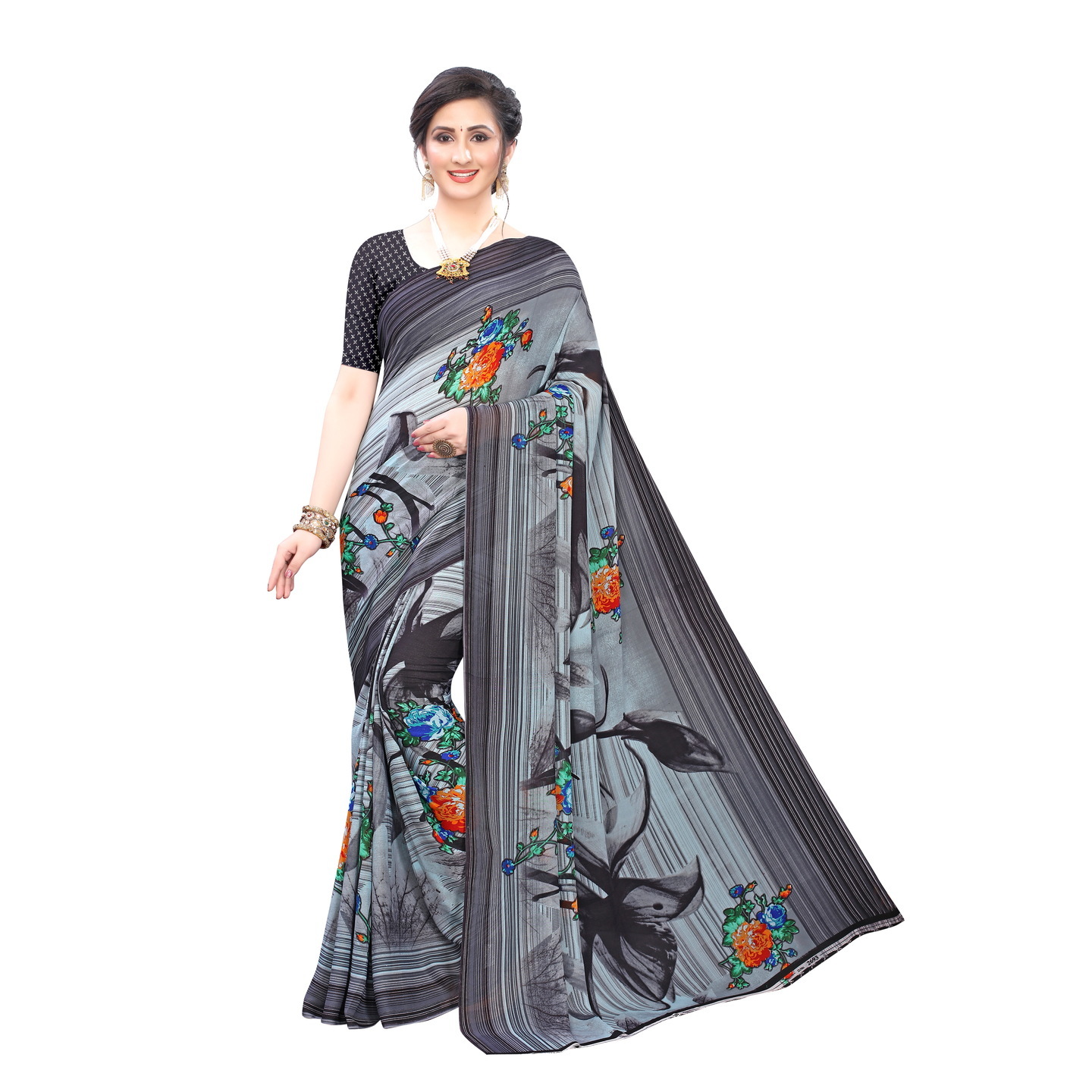 Beautiful Printed Georgette Saree with Blouse Piece