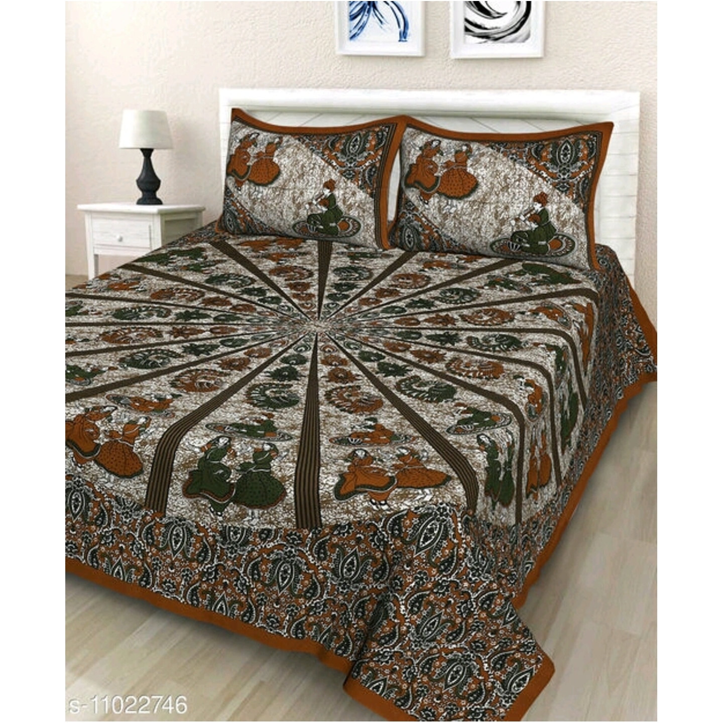 MIALO PRINTED COTTON GREEN BEDHEETS
