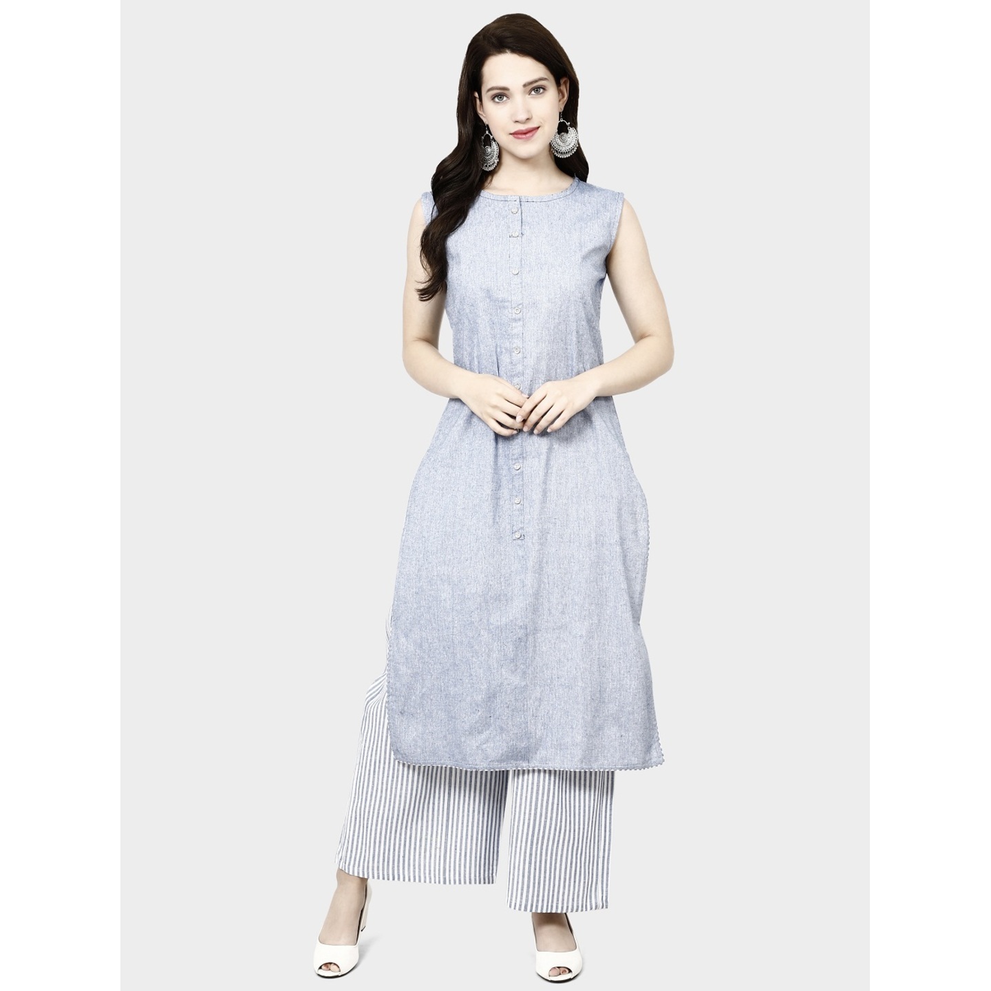 STRAIGHT COTTON KURTIS PALAZZO SET